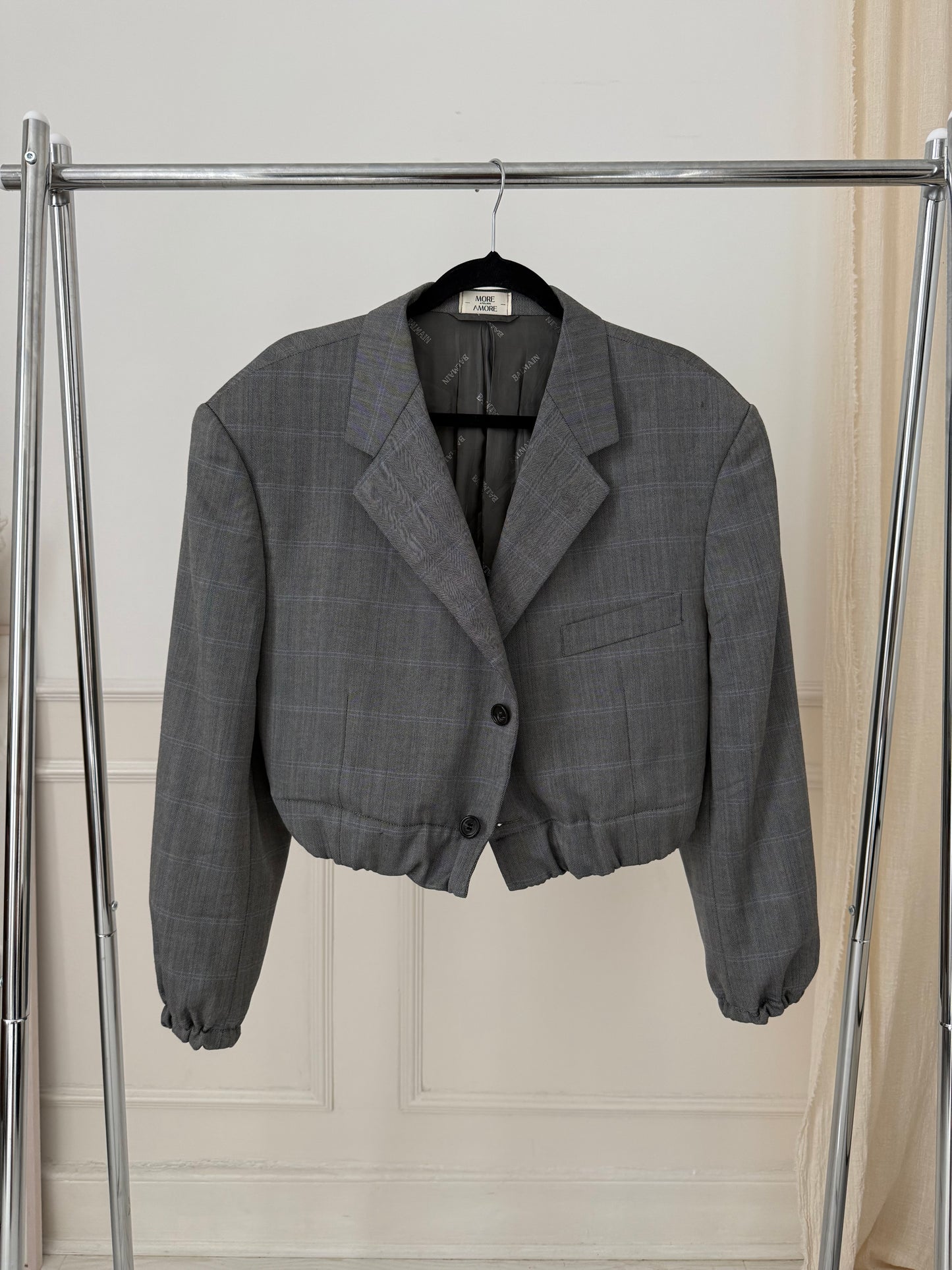 Vintage Balmain Reworked Cropped Blazer Bomber