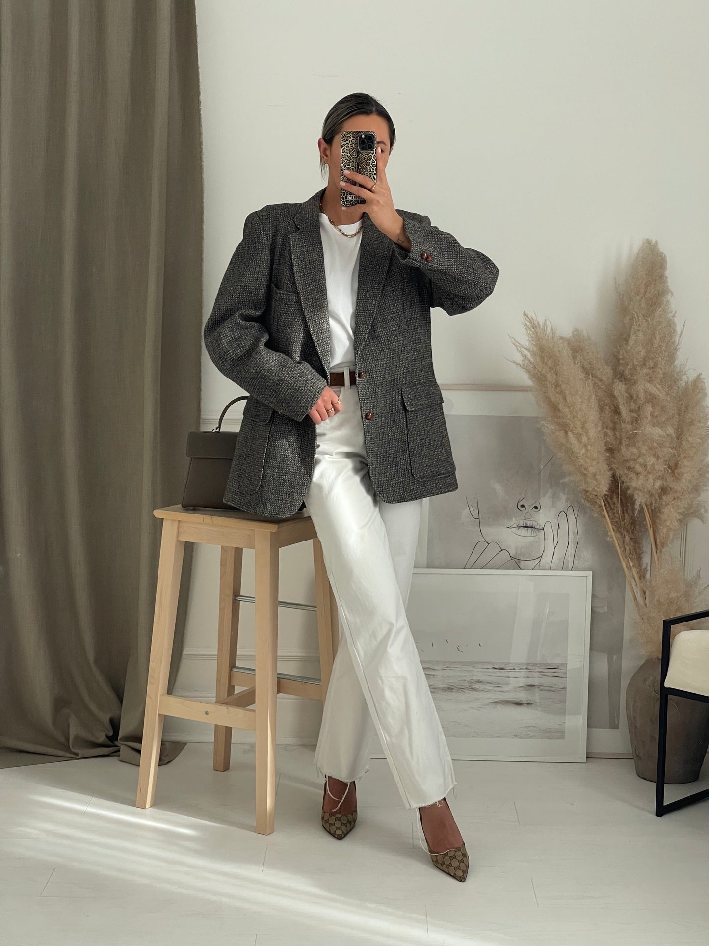 Grey Wool Oversized Blazer