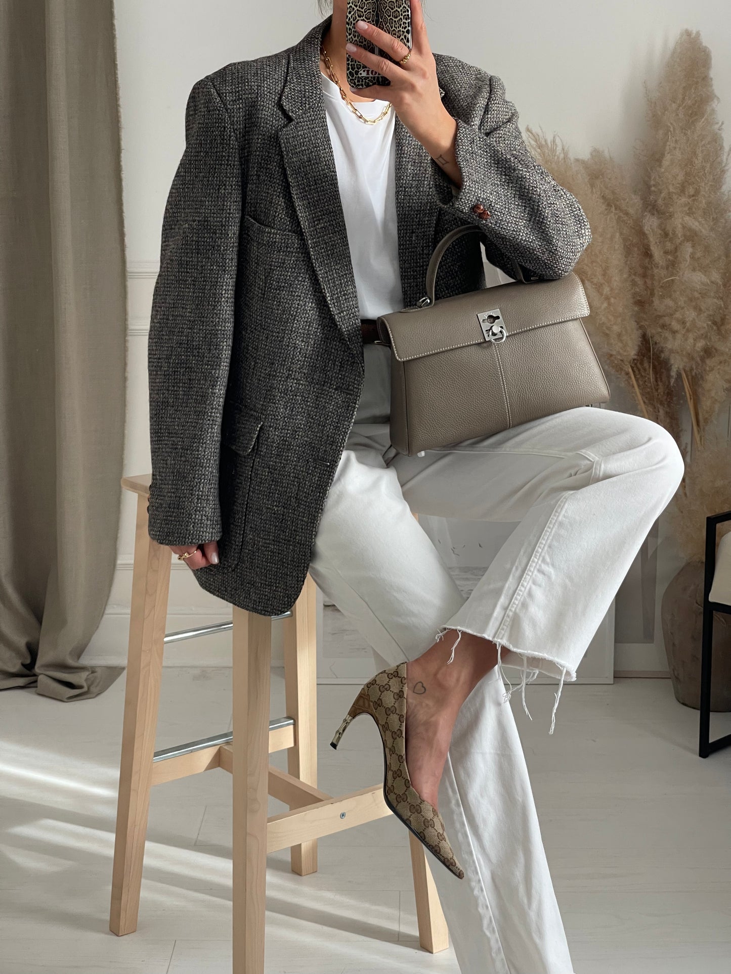 Grey Wool Oversized Blazer