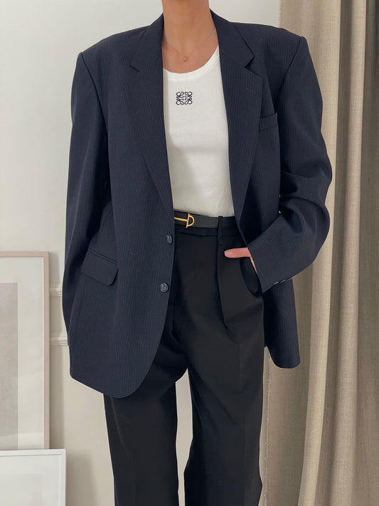 Oversized Stripe Navy Blazer