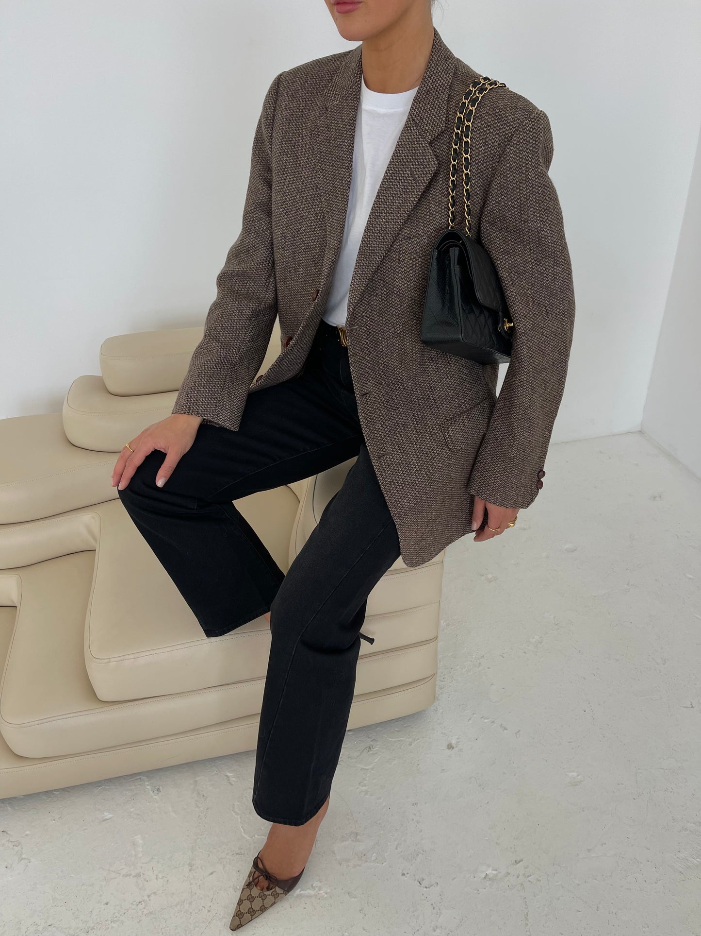 Brown patterned wool blazer