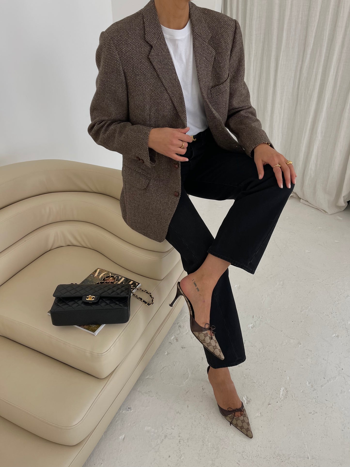 Brown patterned wool blazer