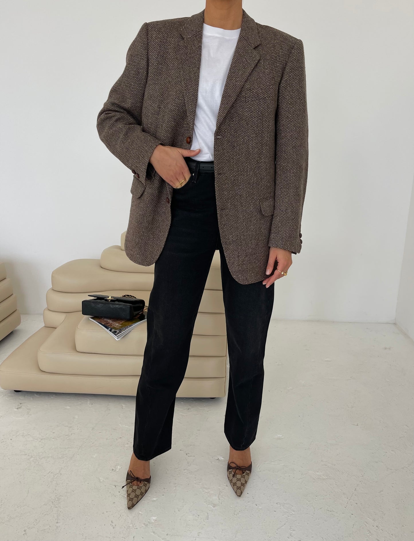 Brown patterned wool blazer