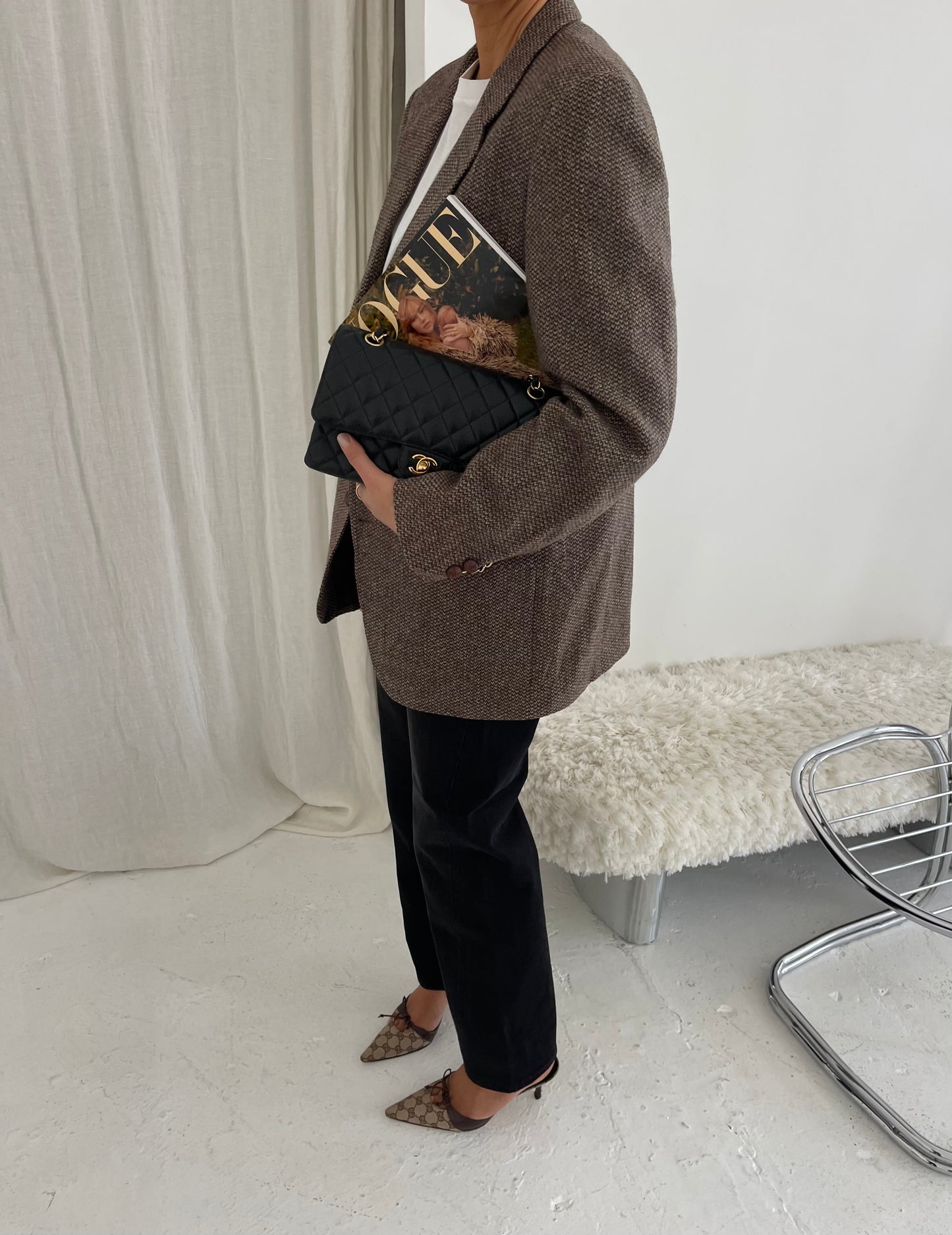Brown patterned wool blazer