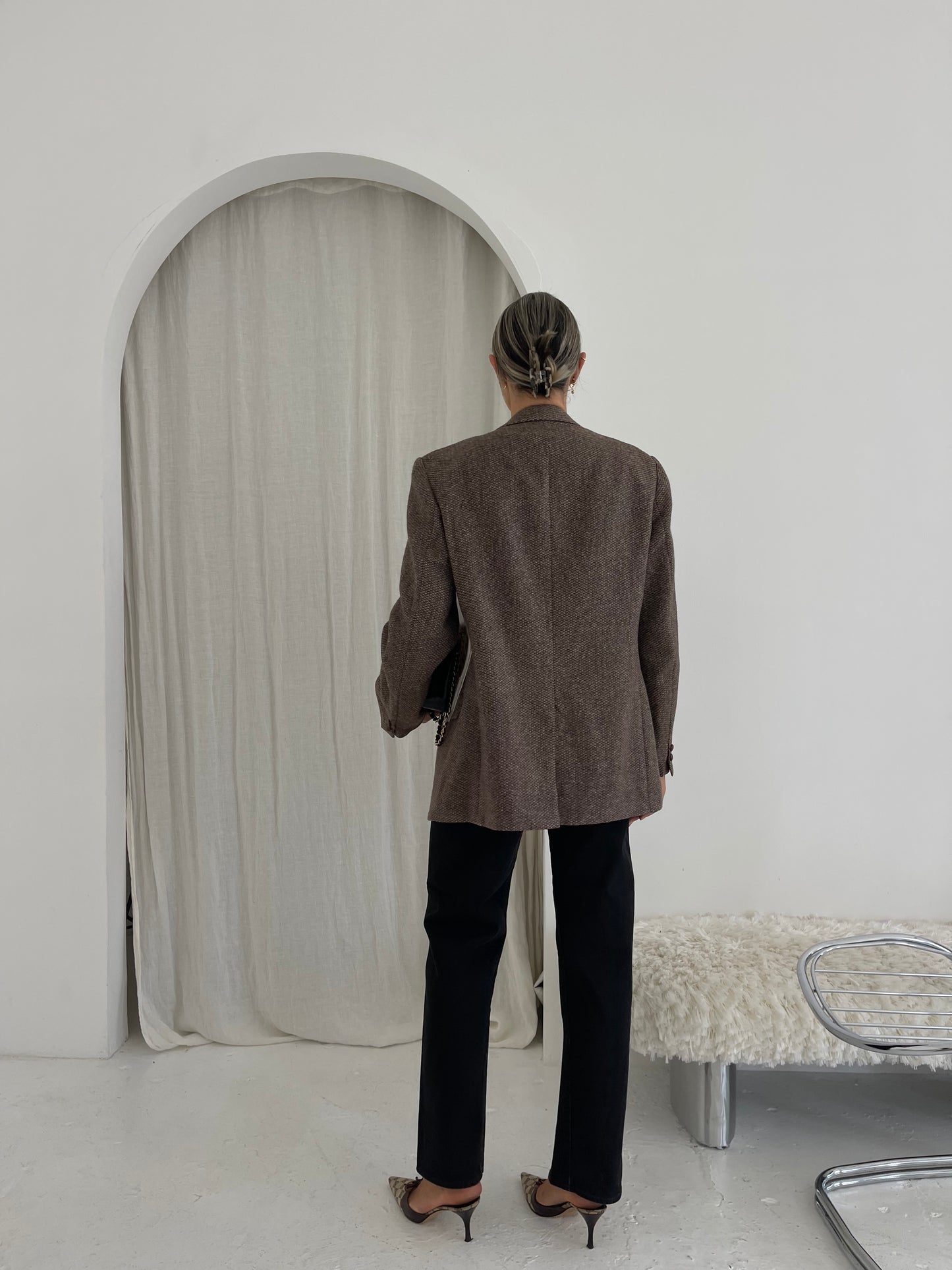 Brown patterned wool blazer