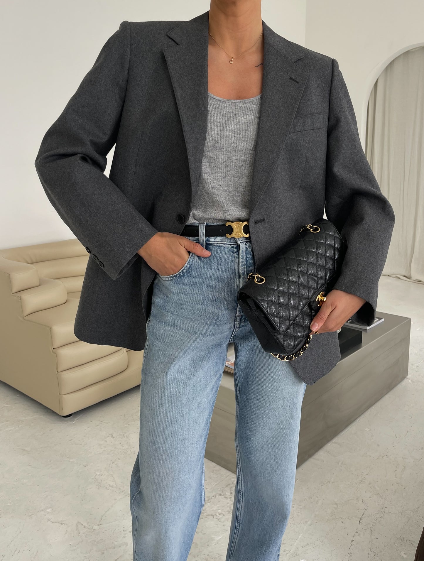 Structured Grey Wool Blazer