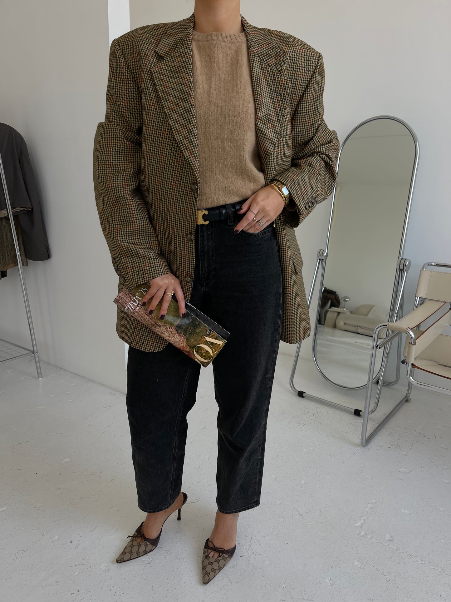 Checked Wool Oversized blazer