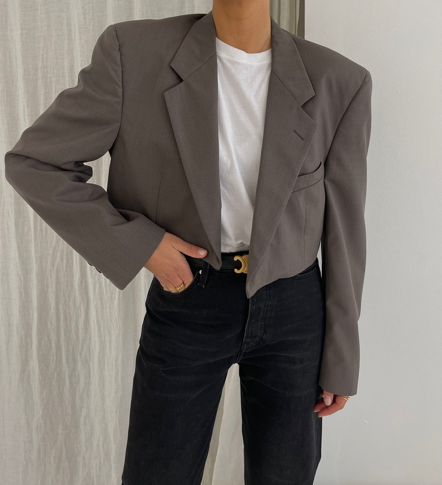 Wool designer cropped vintage blazer