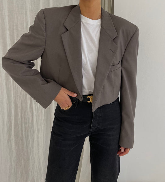Wool designer cropped vintage blazer
