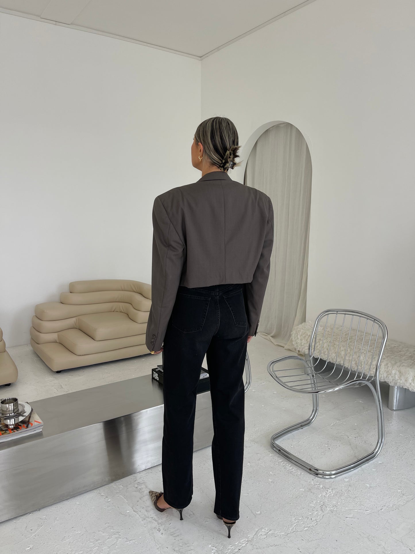 Wool designer cropped vintage blazer