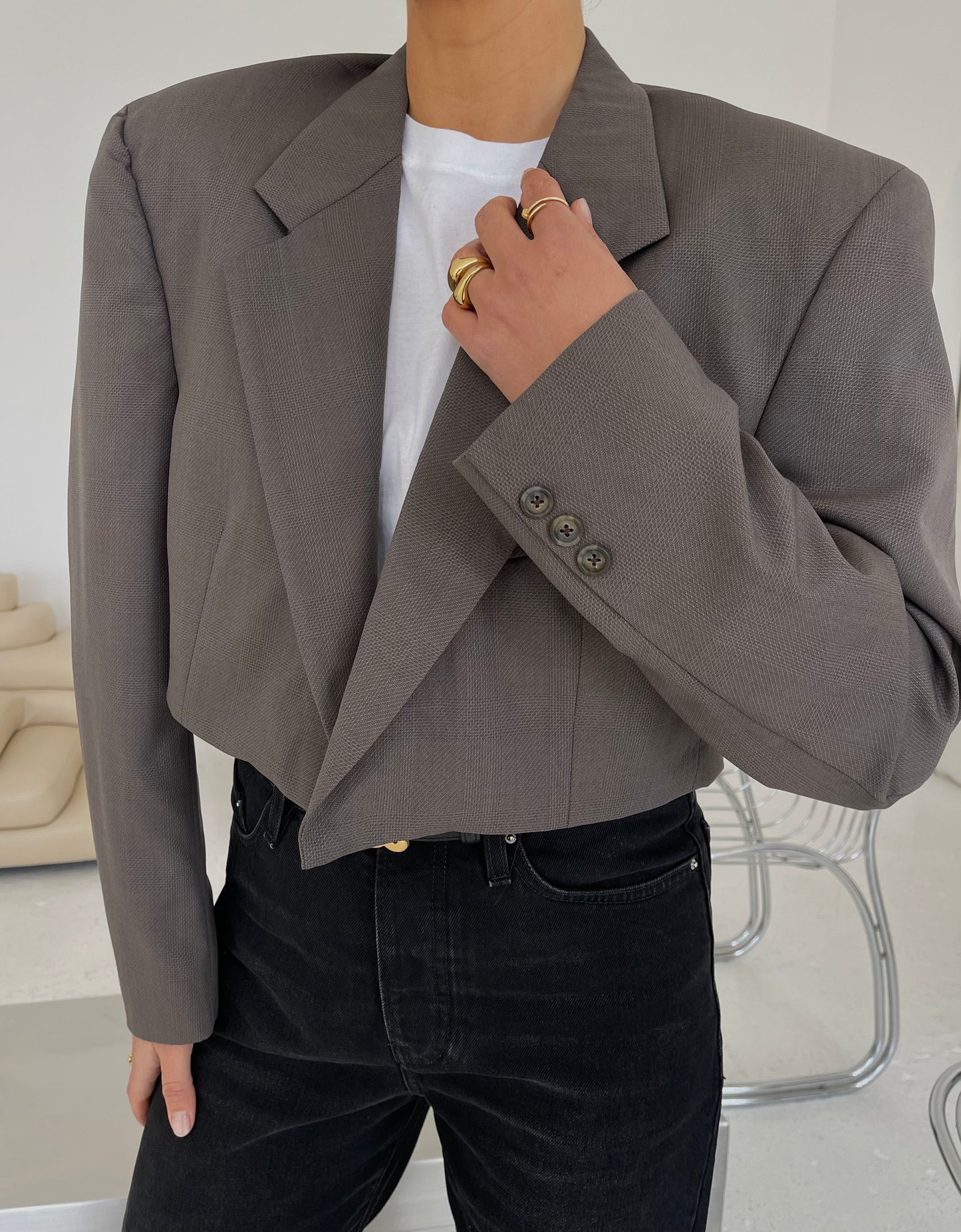 Wool designer cropped vintage blazer