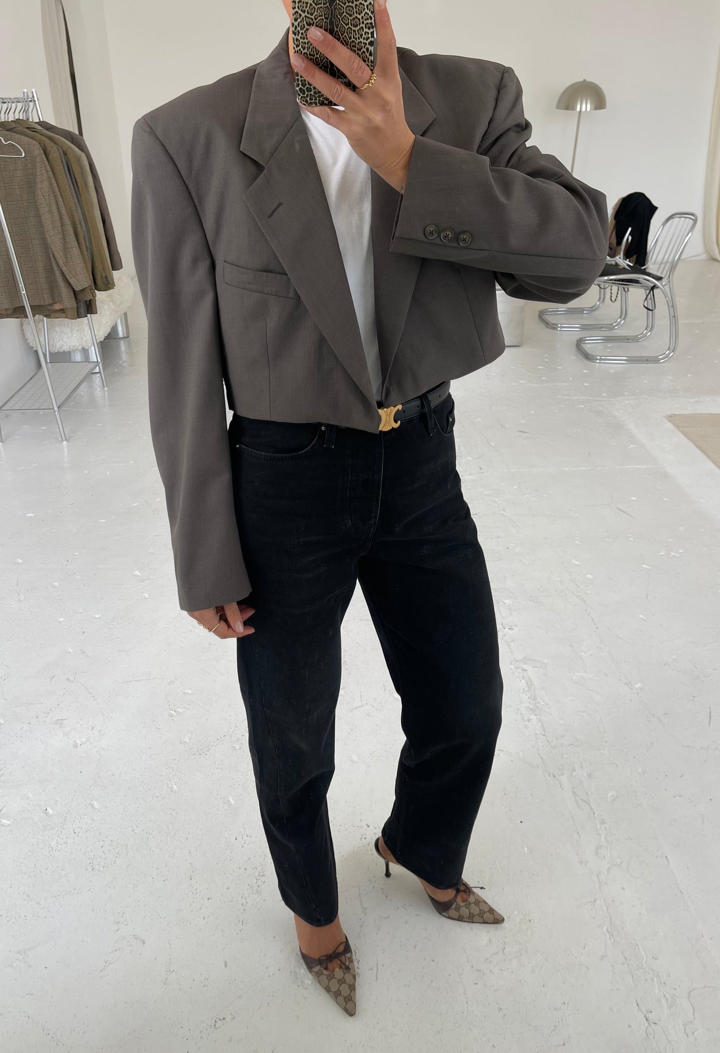 Wool designer cropped vintage blazer