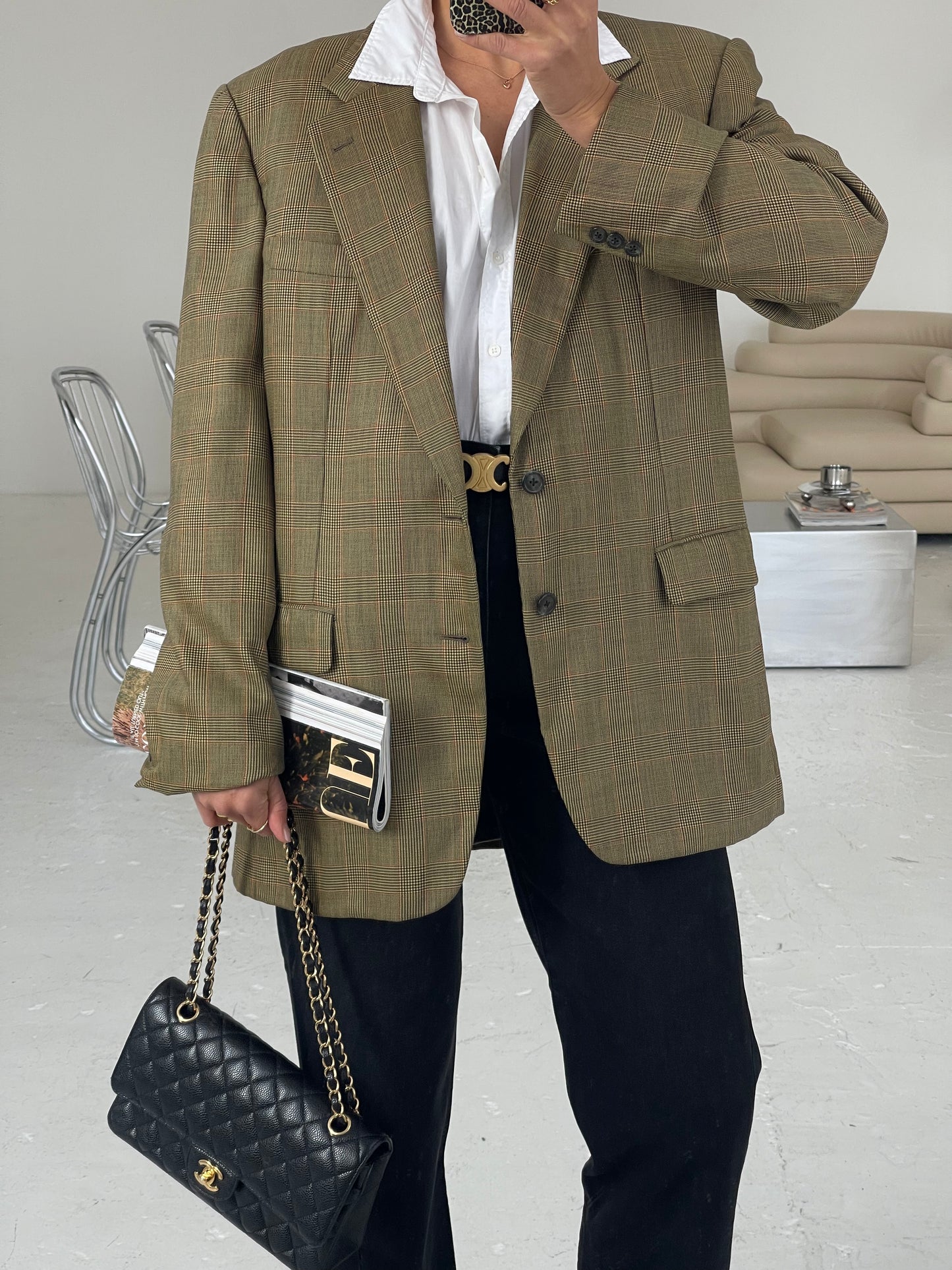 Designer Checked Wool blazer