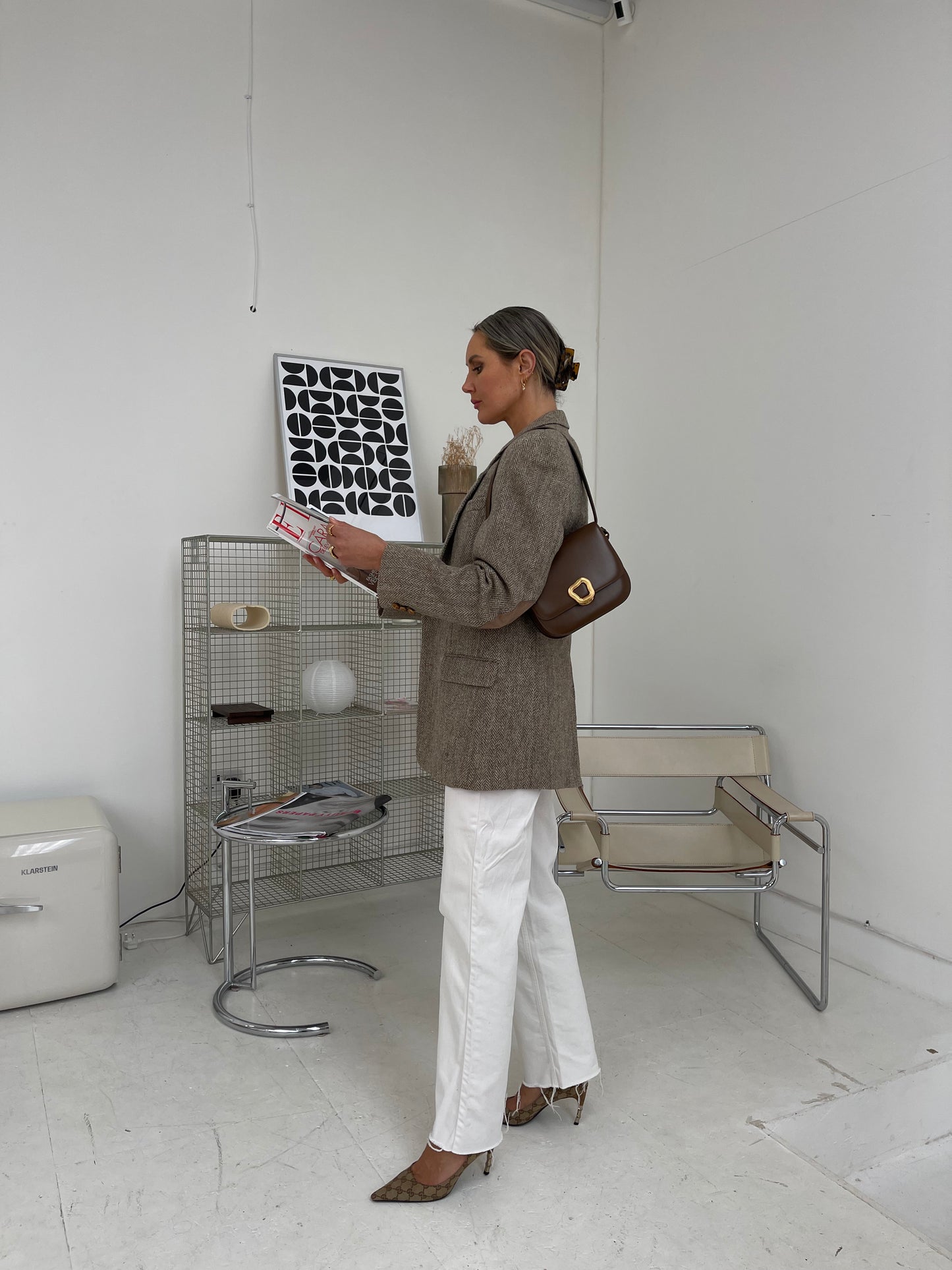 Light grey tweed oversized blazer