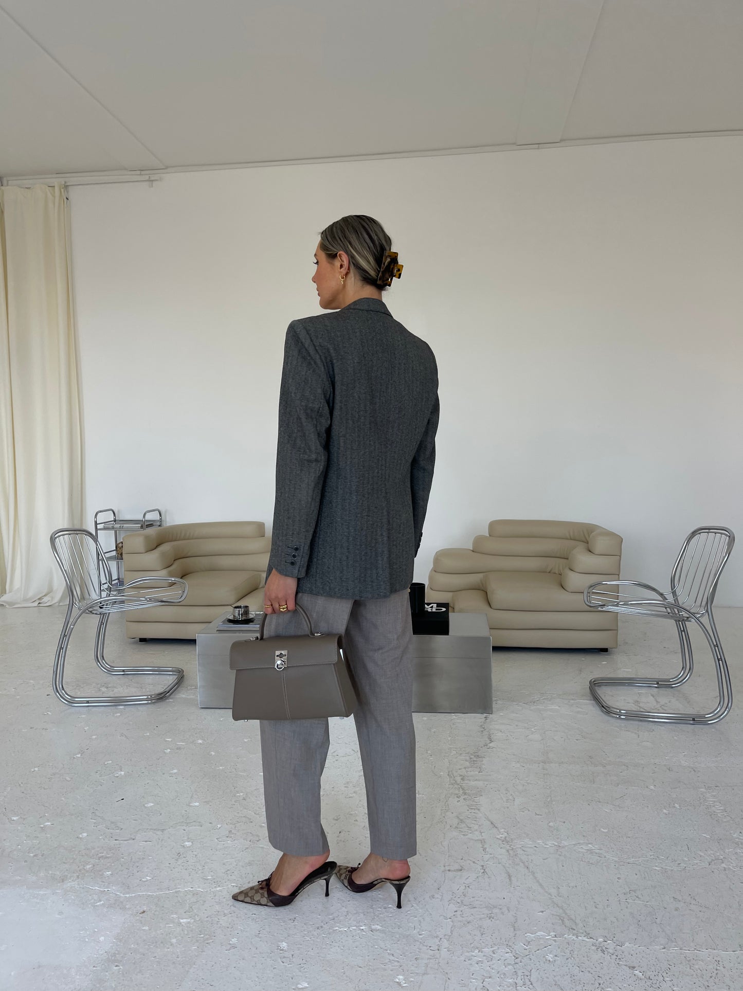 Grey wool structured blazer