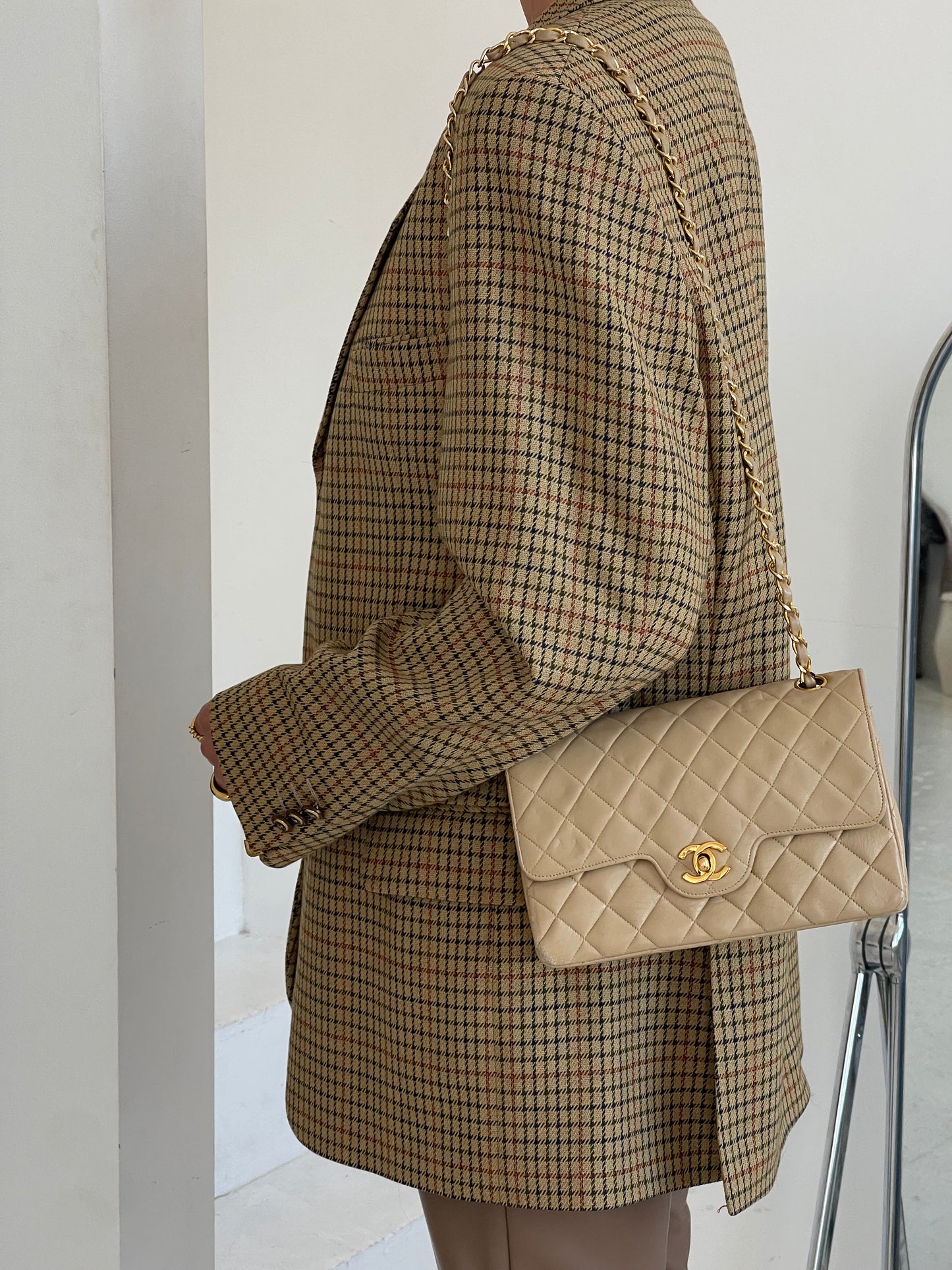 Wool checked oversized blazer