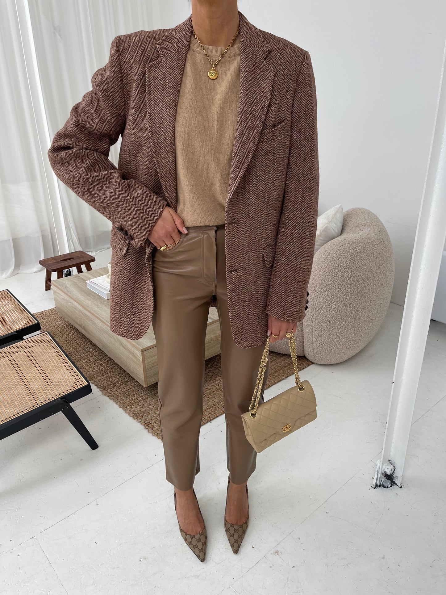 Warm Beige Wool Tweed blazer