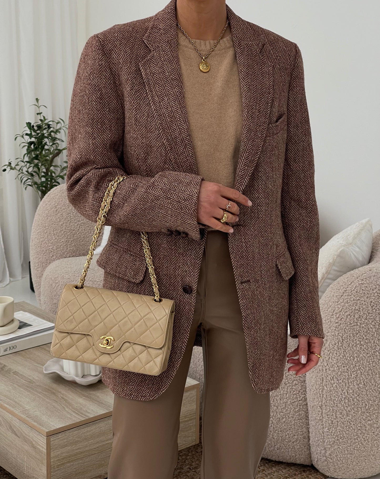 Warm Beige Wool Tweed blazer