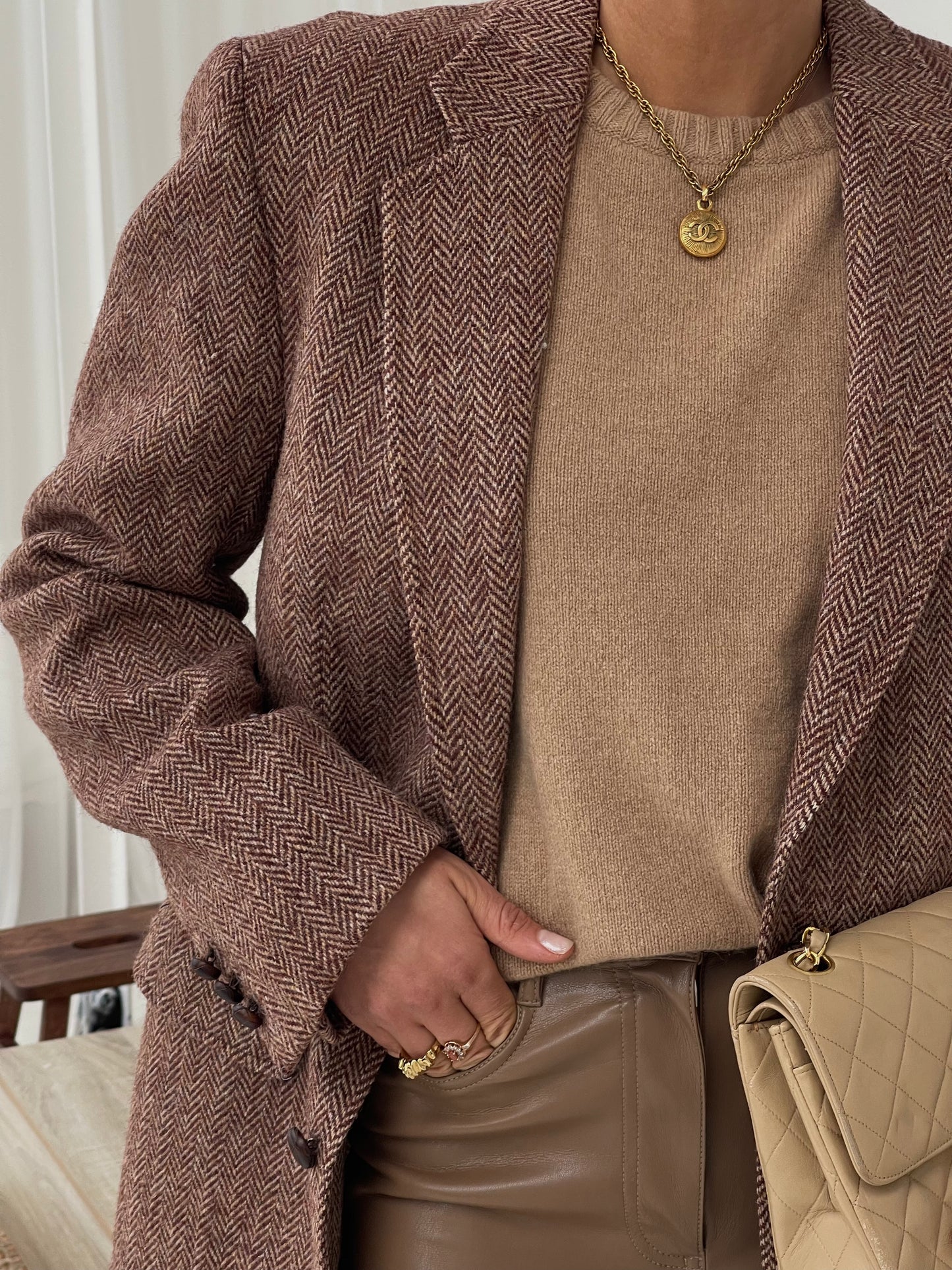 Warm Beige Wool Tweed blazer