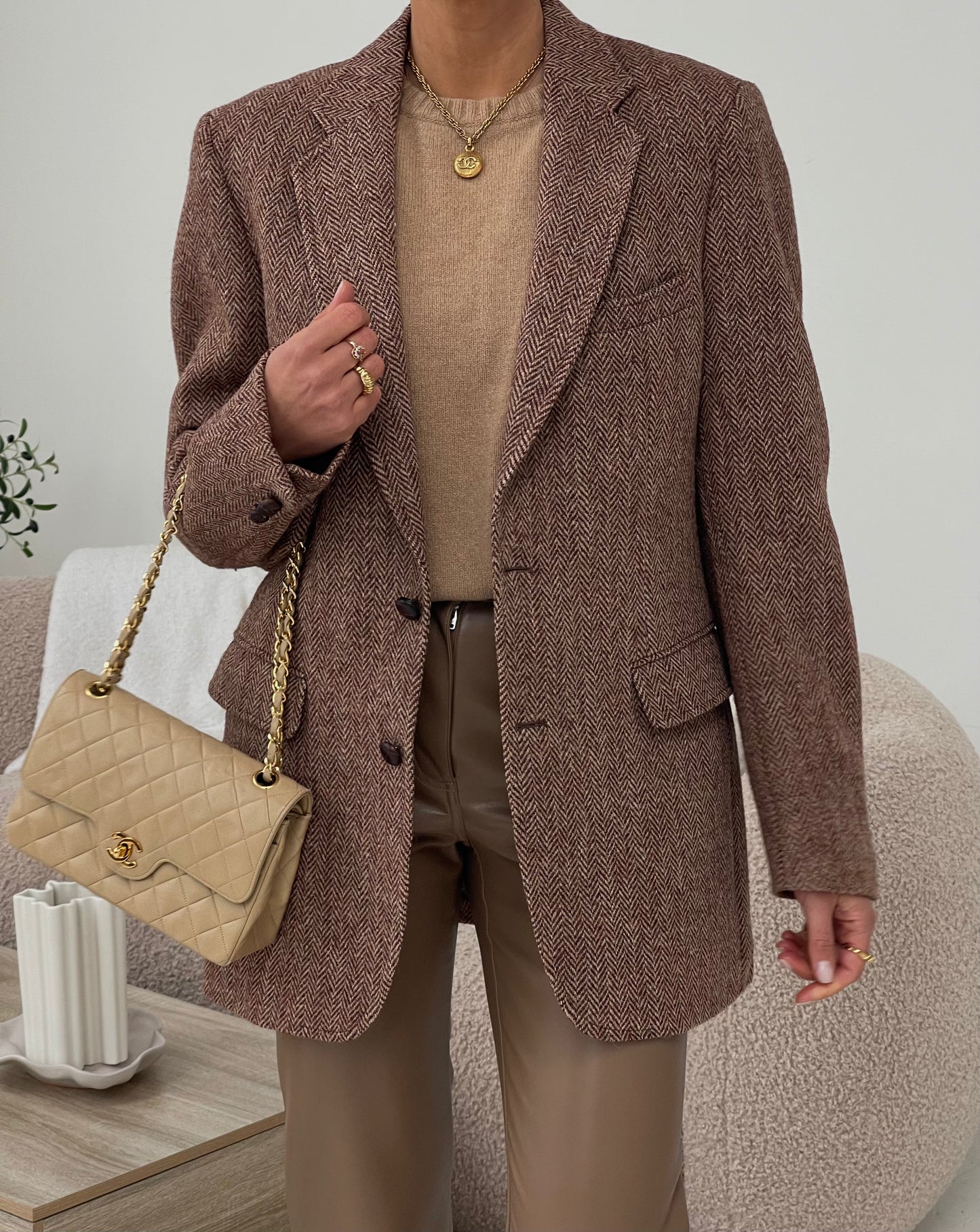 Warm Beige Wool Tweed blazer