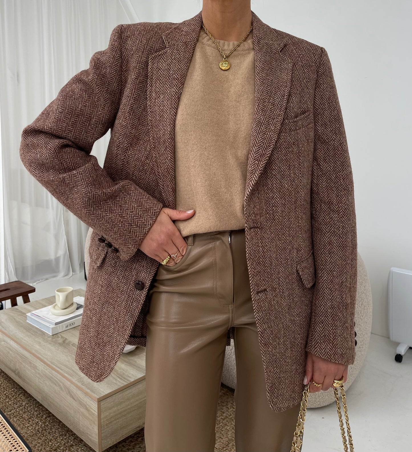 Warm Beige Wool Tweed blazer