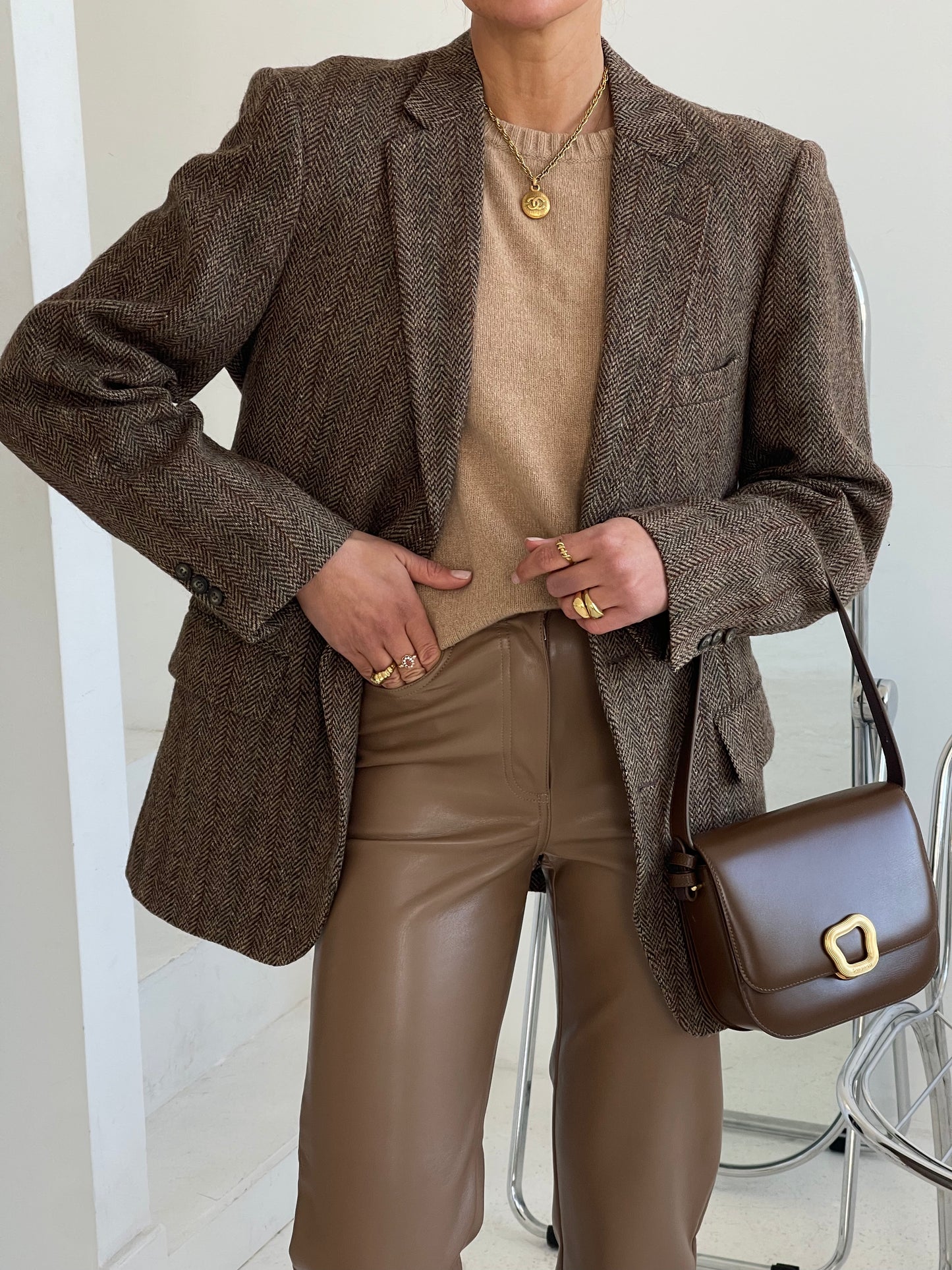 Brown Tweed Oversized wool blazer
