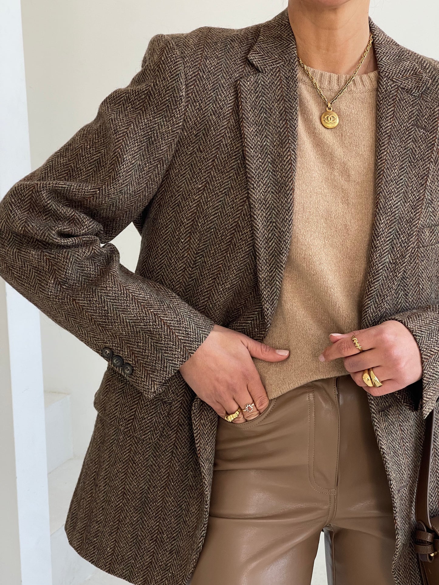 Brown Tweed Oversized wool blazer