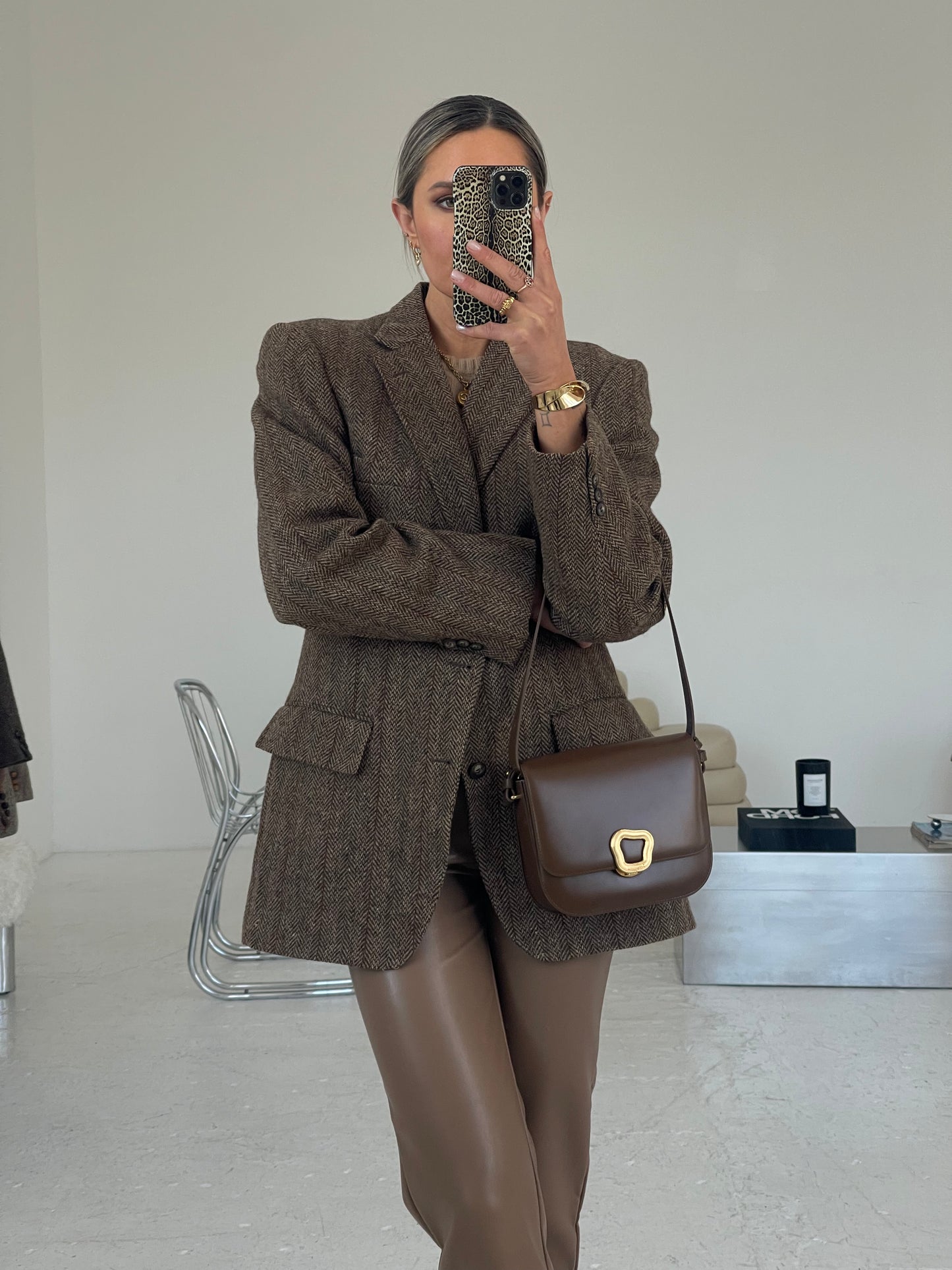 Brown Tweed Oversized wool blazer