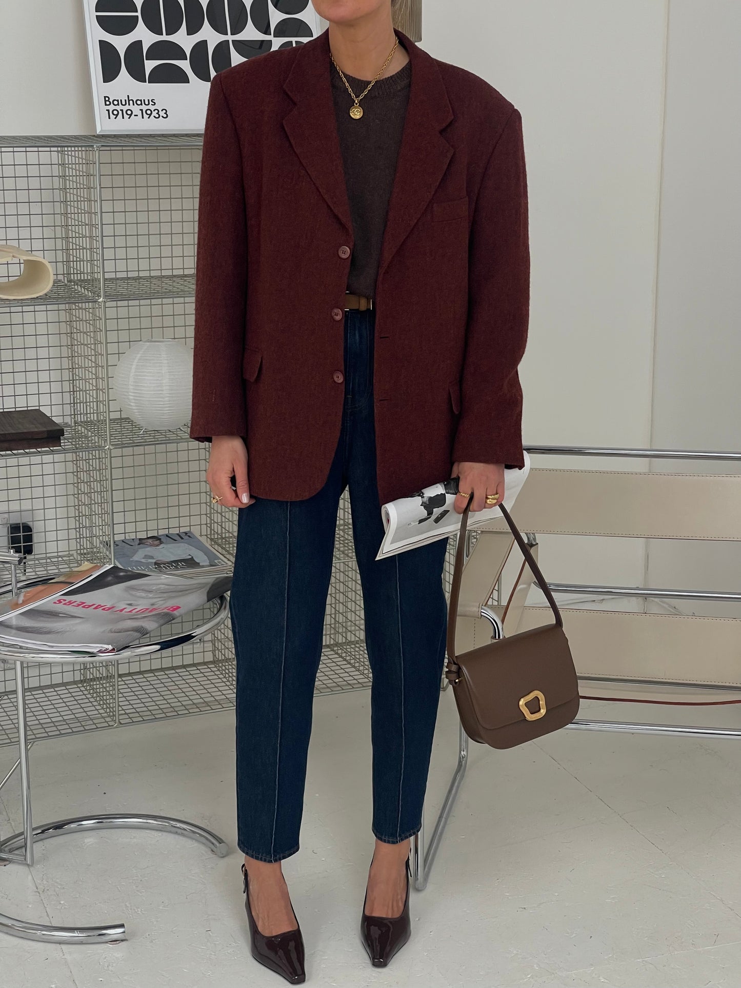 Burgundy wool blazer