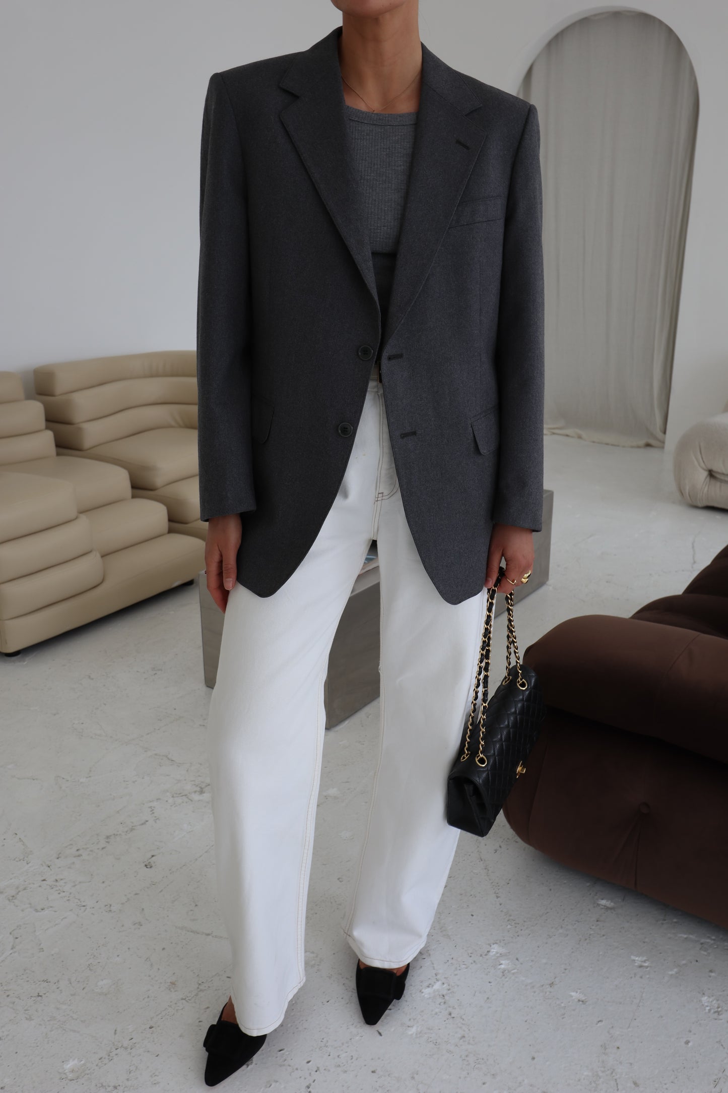 Structured Grey Wool Blazer