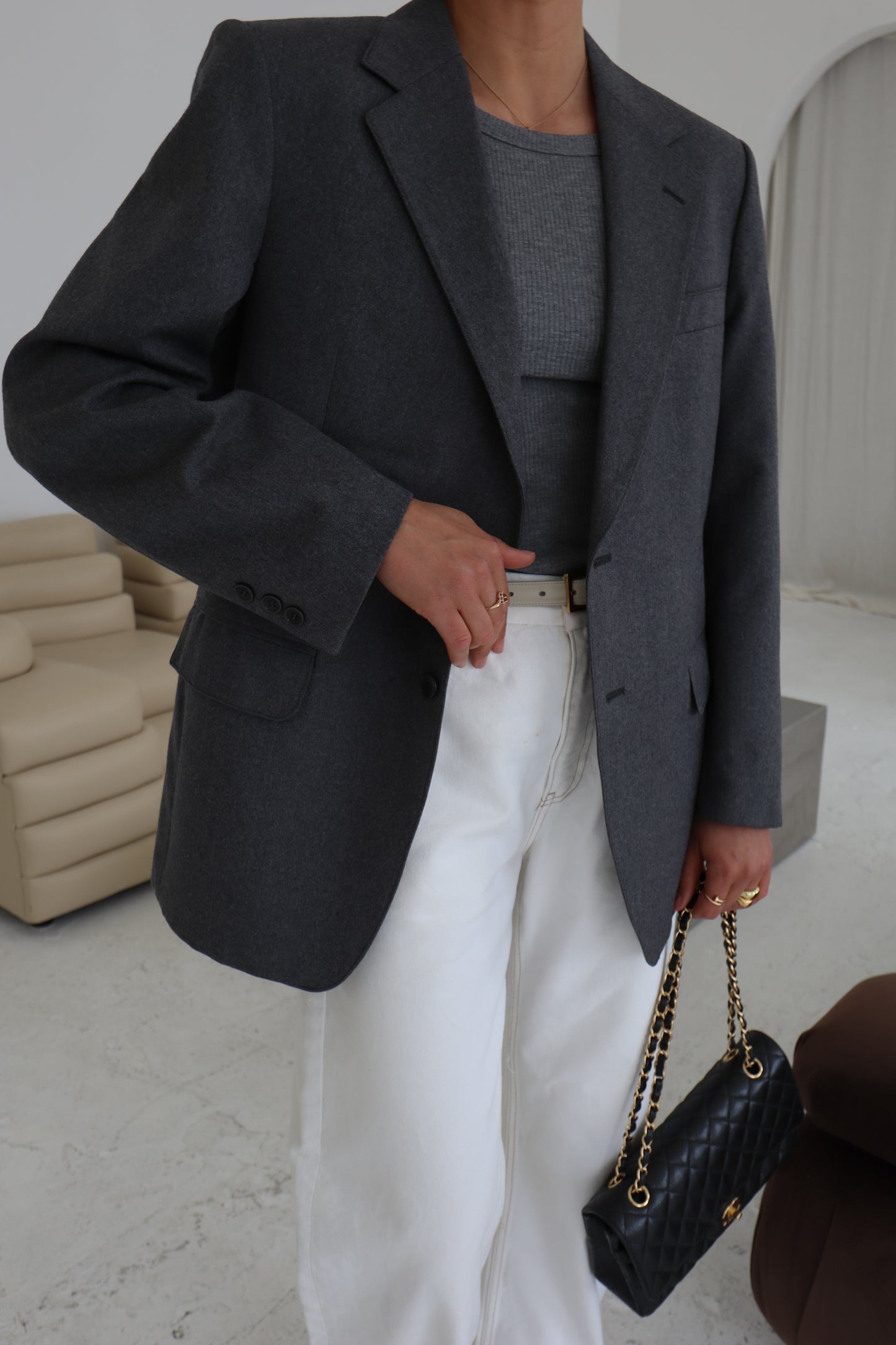 Structured Grey Wool Blazer