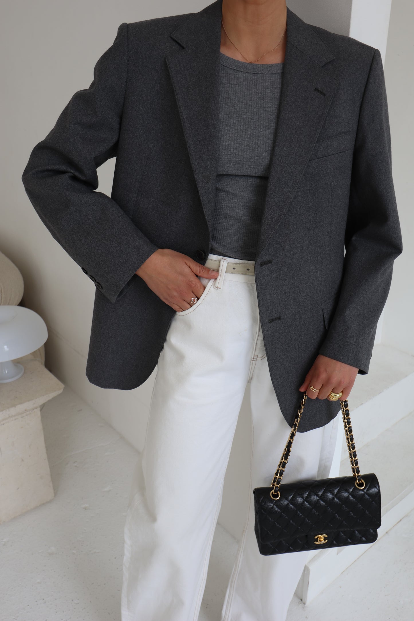 Structured Grey Wool Blazer
