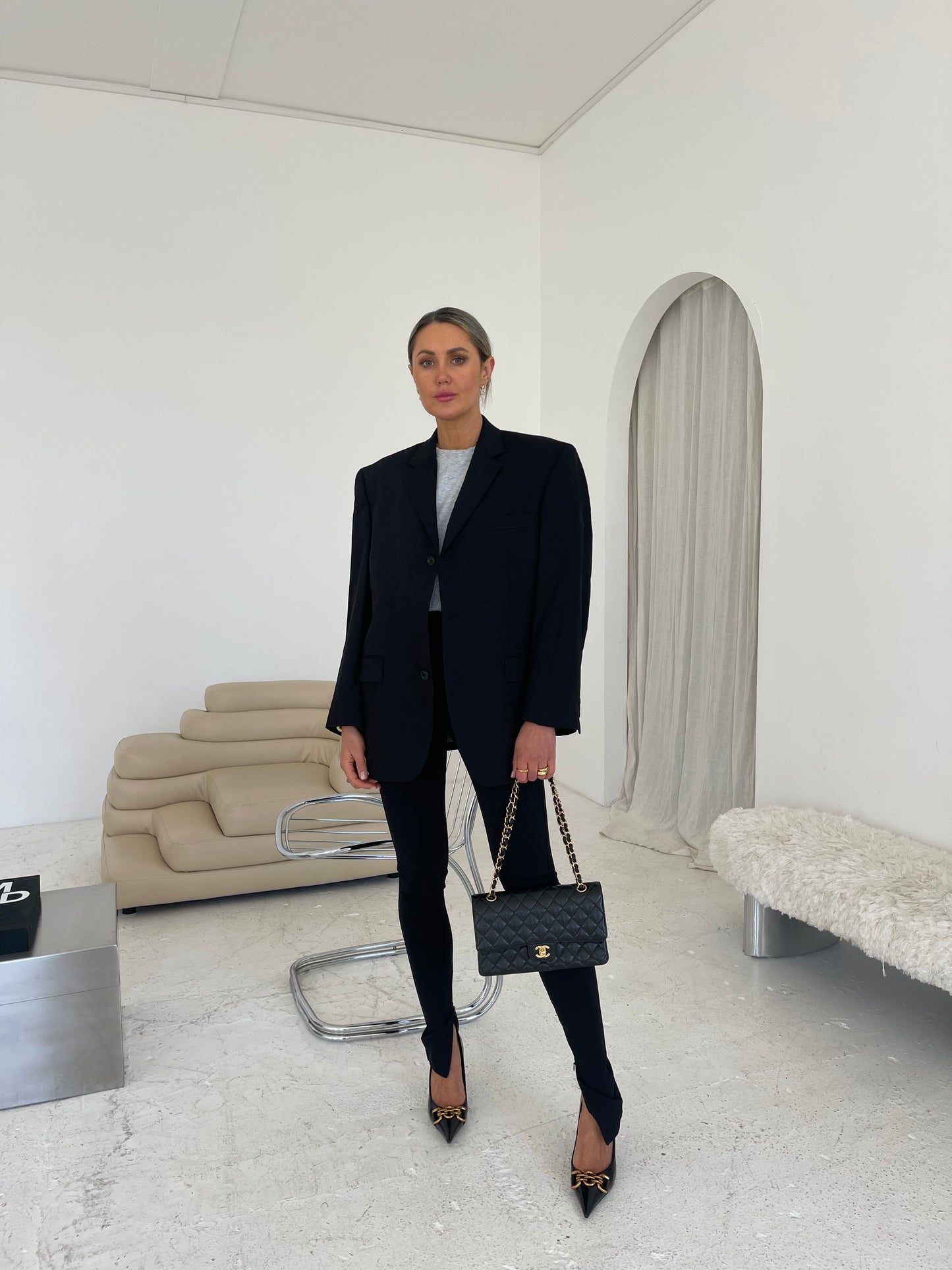 Black Oversized Wool Blazer