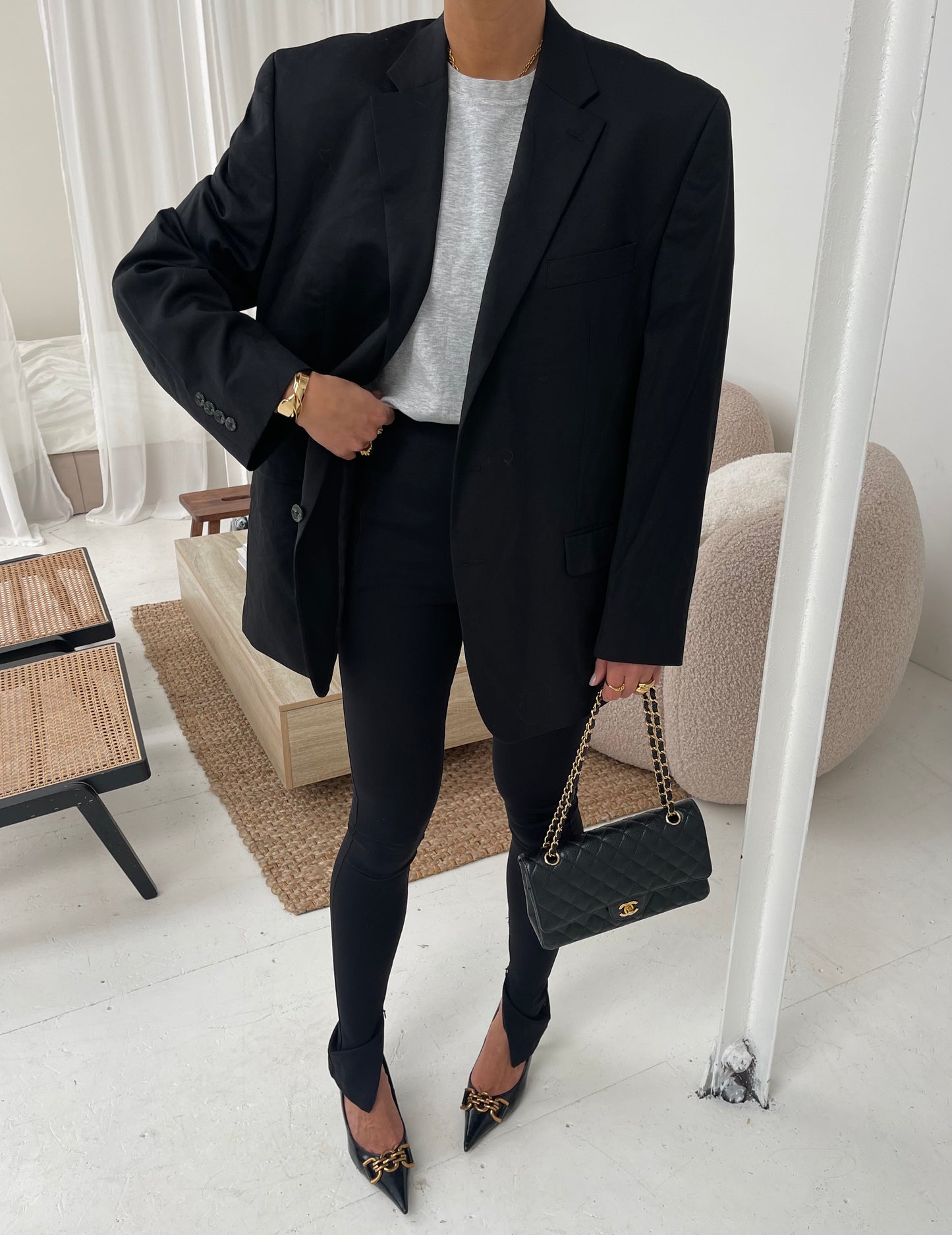 Black Oversized Wool Blazer