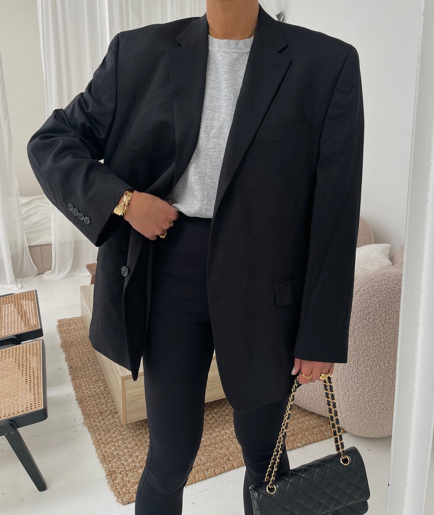 Black Oversized Wool Blazer