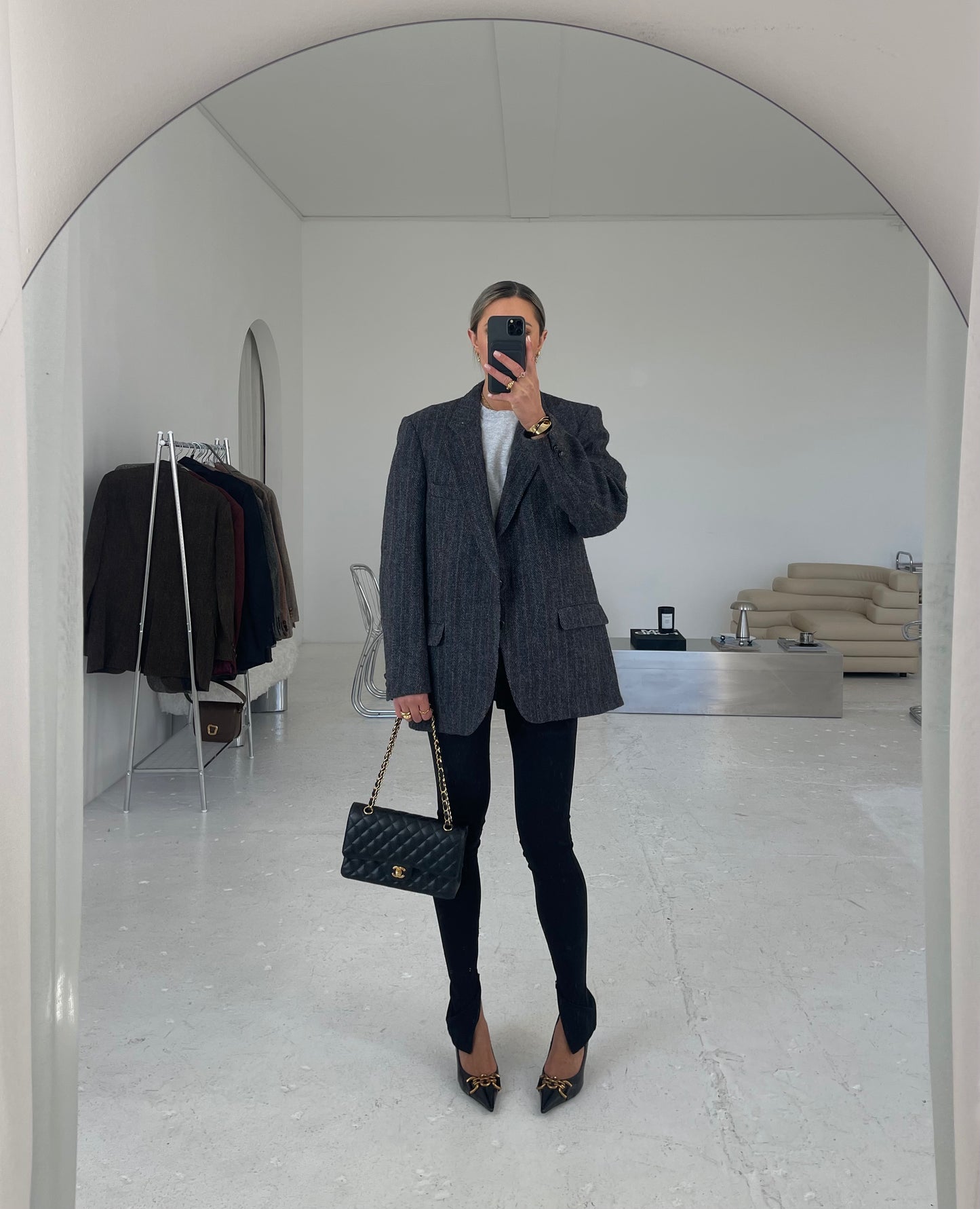 Oversized Tweed Wool Blazer