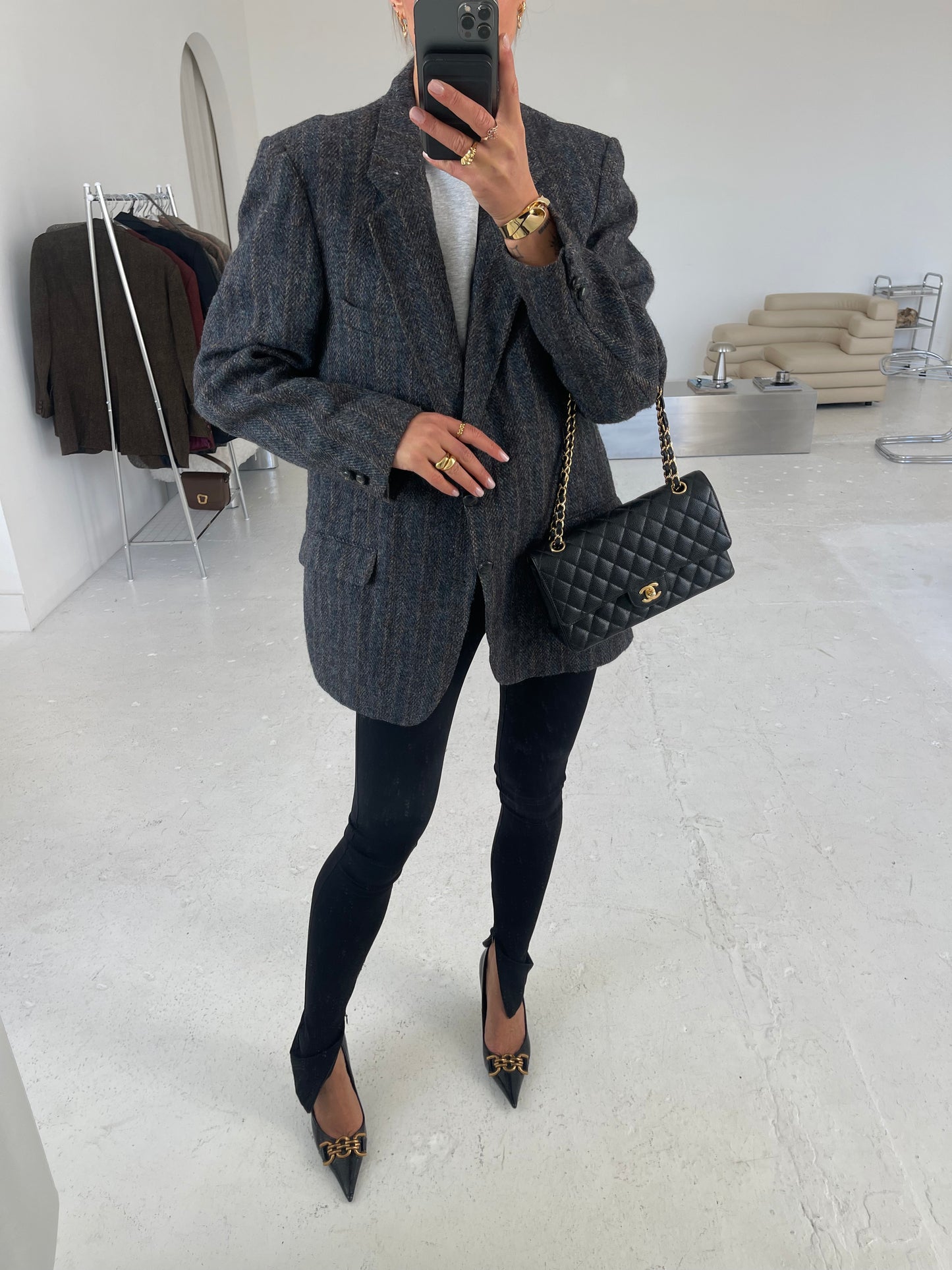 Oversized Tweed Wool Blazer