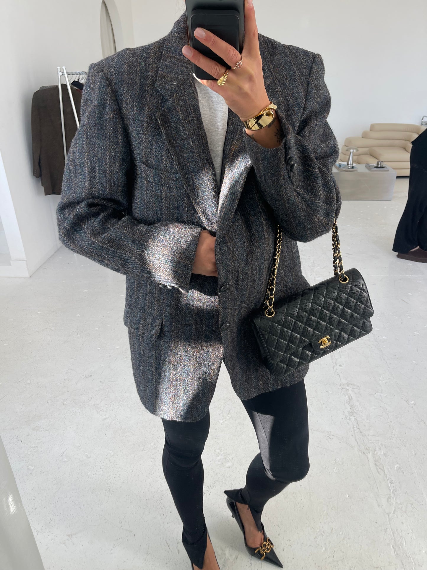 Oversized Tweed Wool Blazer