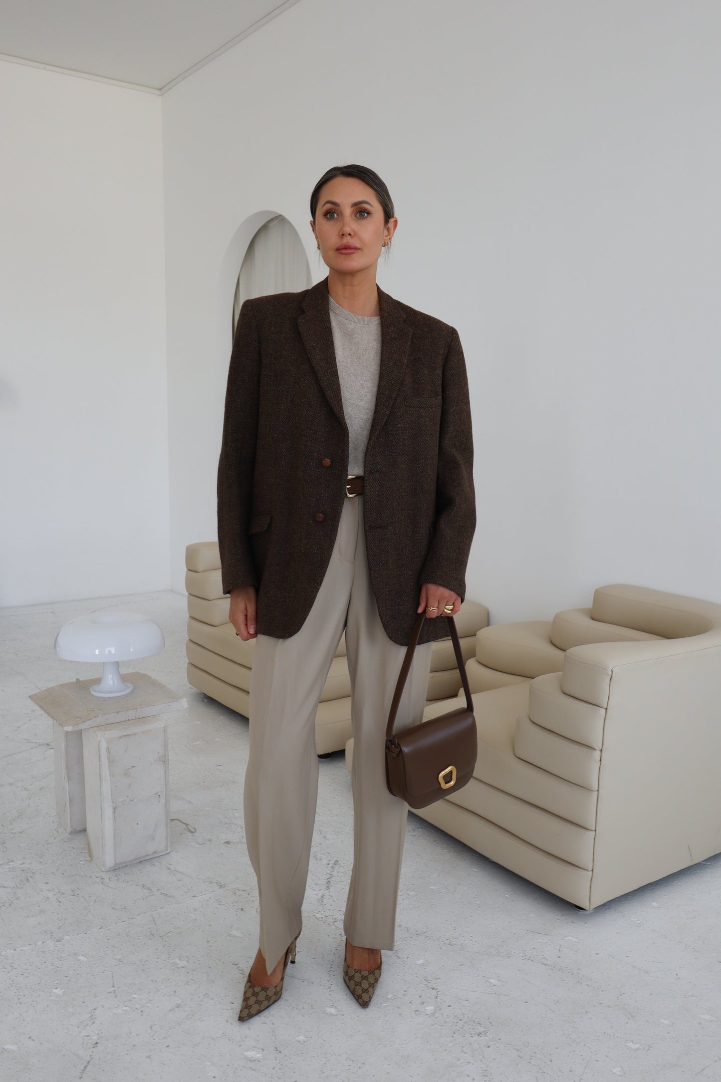 Vintage Brown Oversized Wool Blazer