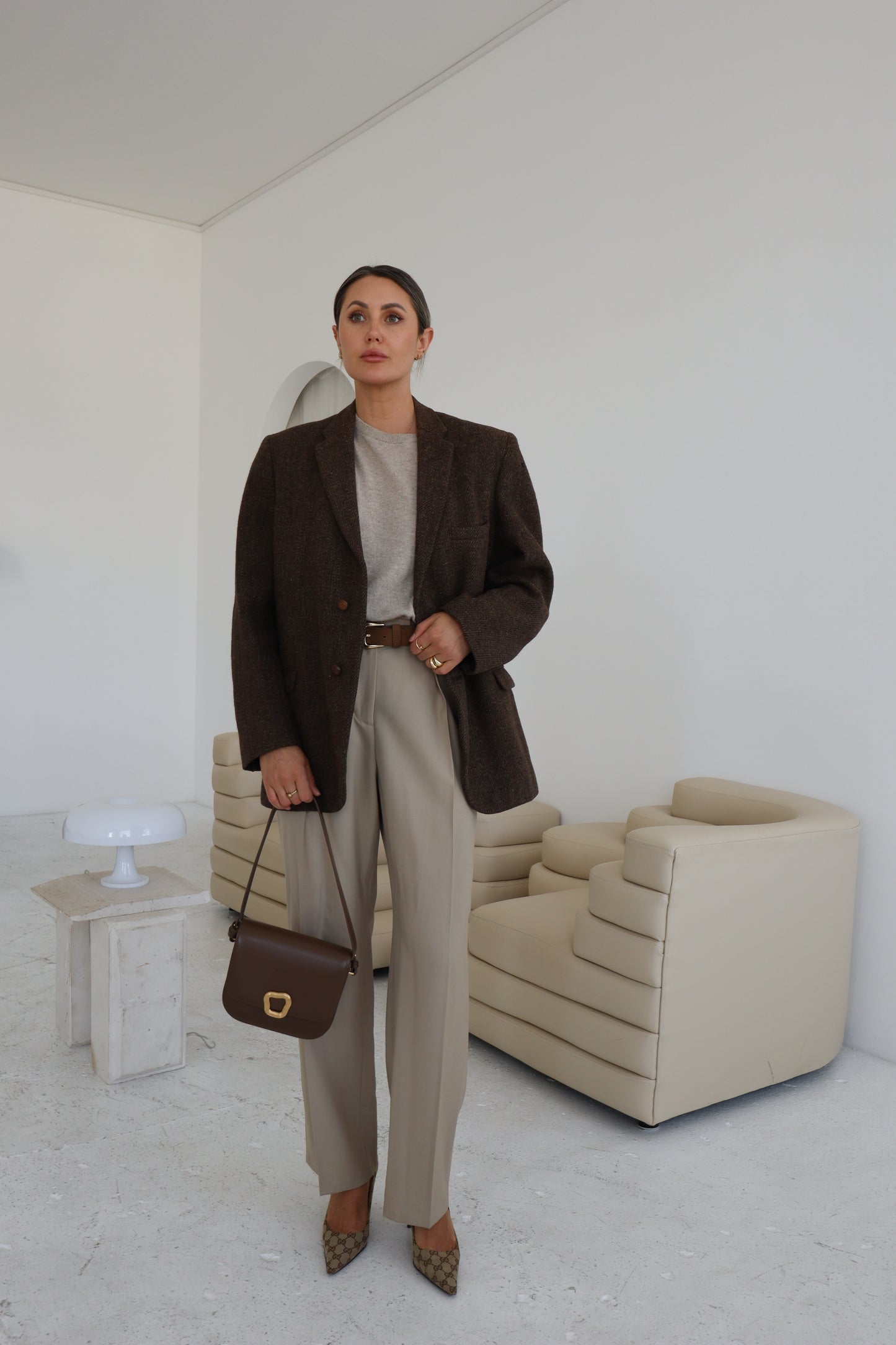 Vintage Brown Oversized Wool Blazer