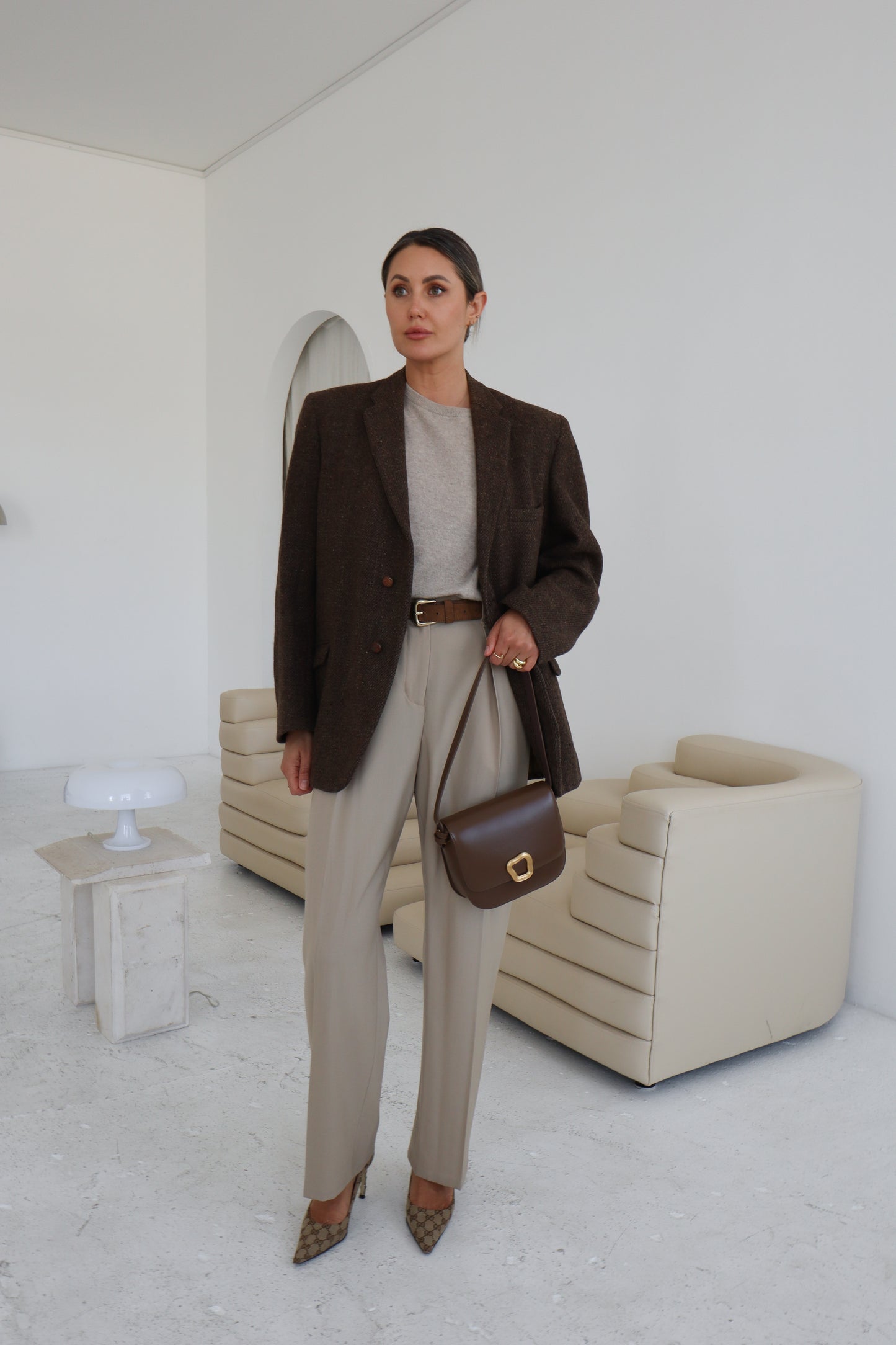 Vintage Brown Oversized Wool Blazer