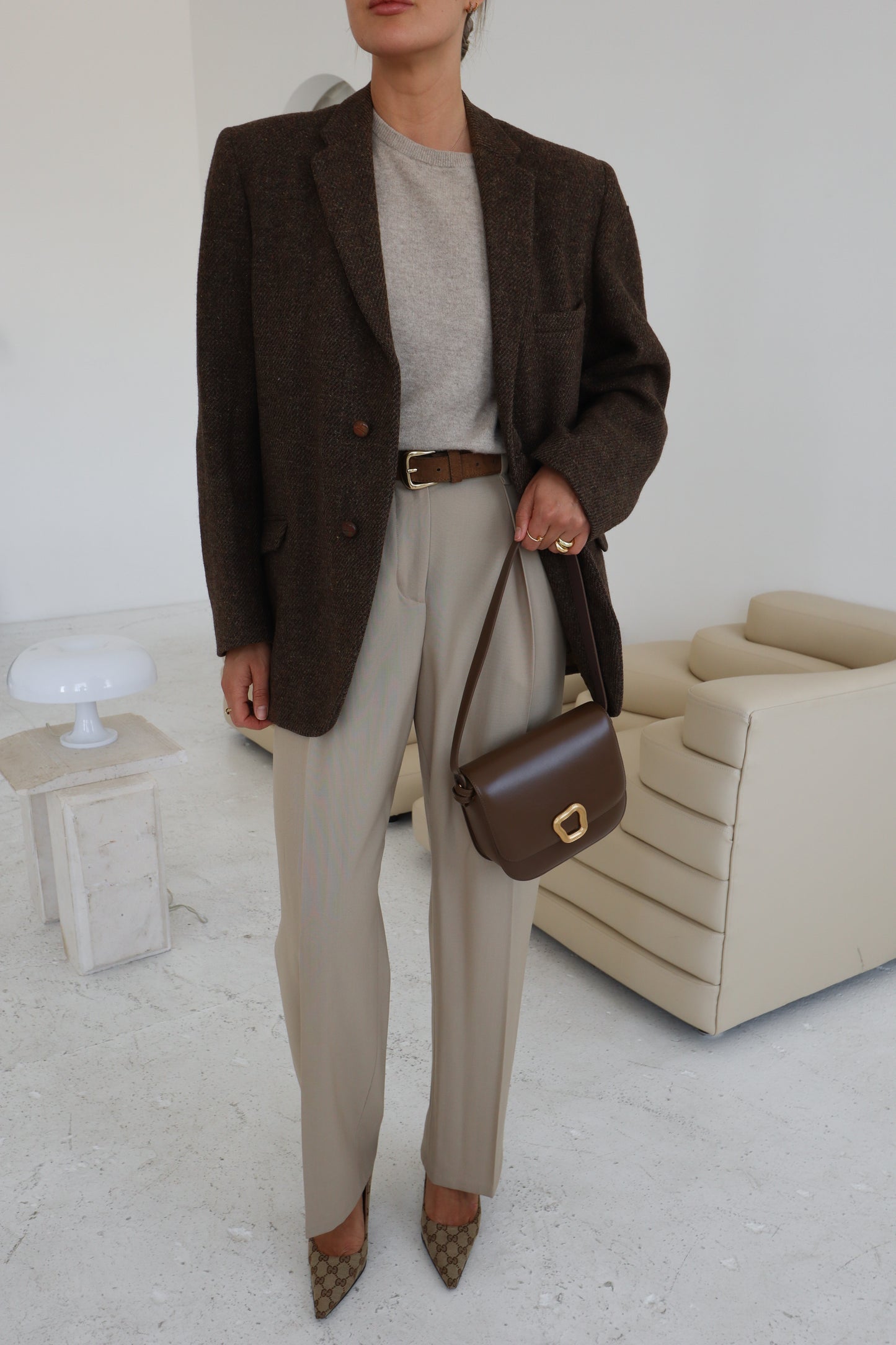 Vintage Brown Oversized Wool Blazer