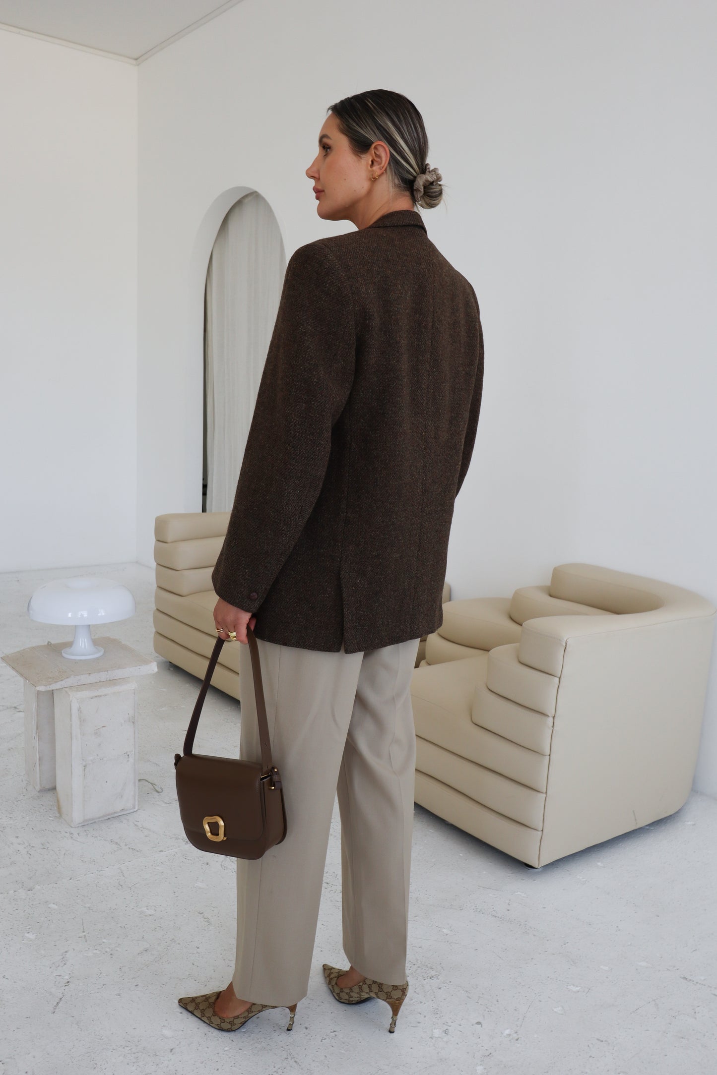 Vintage Brown Oversized Wool Blazer