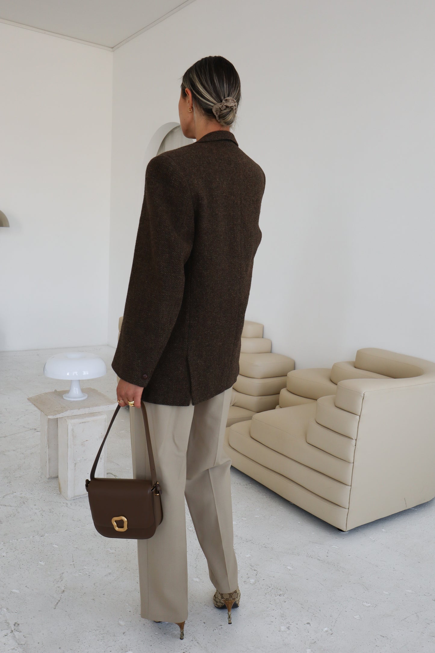 Vintage Brown Oversized Wool Blazer