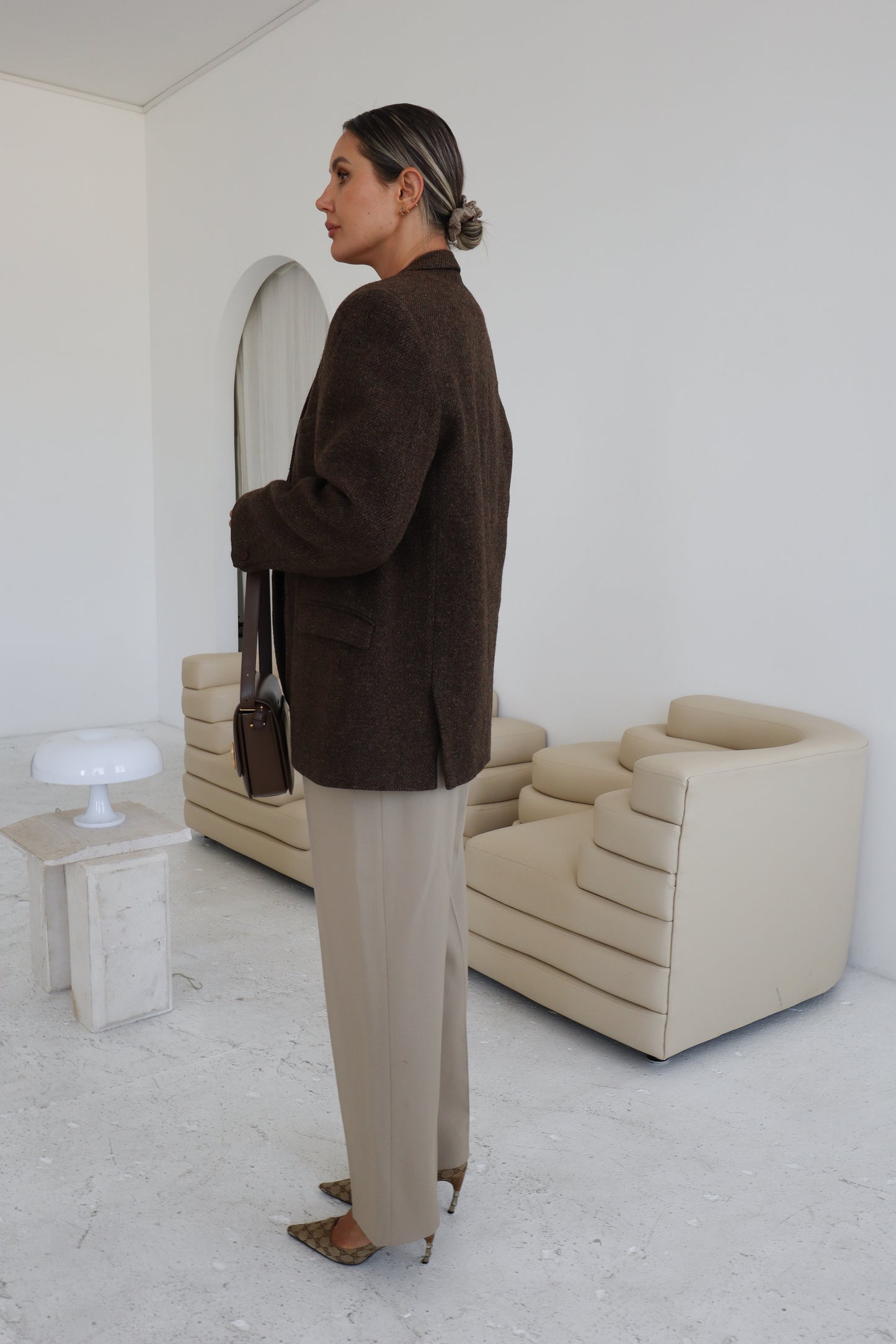 Vintage Brown Oversized Wool Blazer
