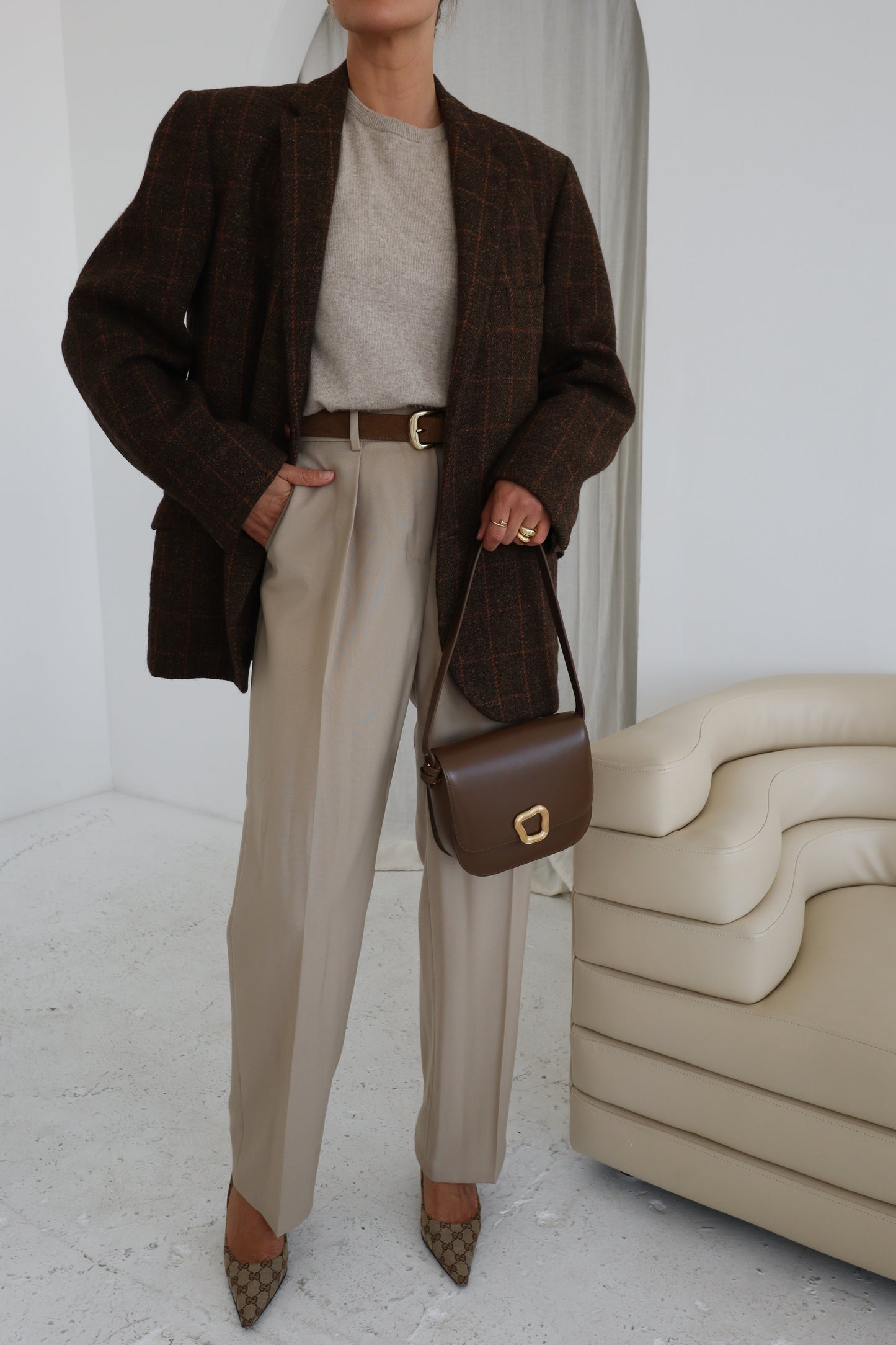 Vintage Oversized Wool Brown Blazer