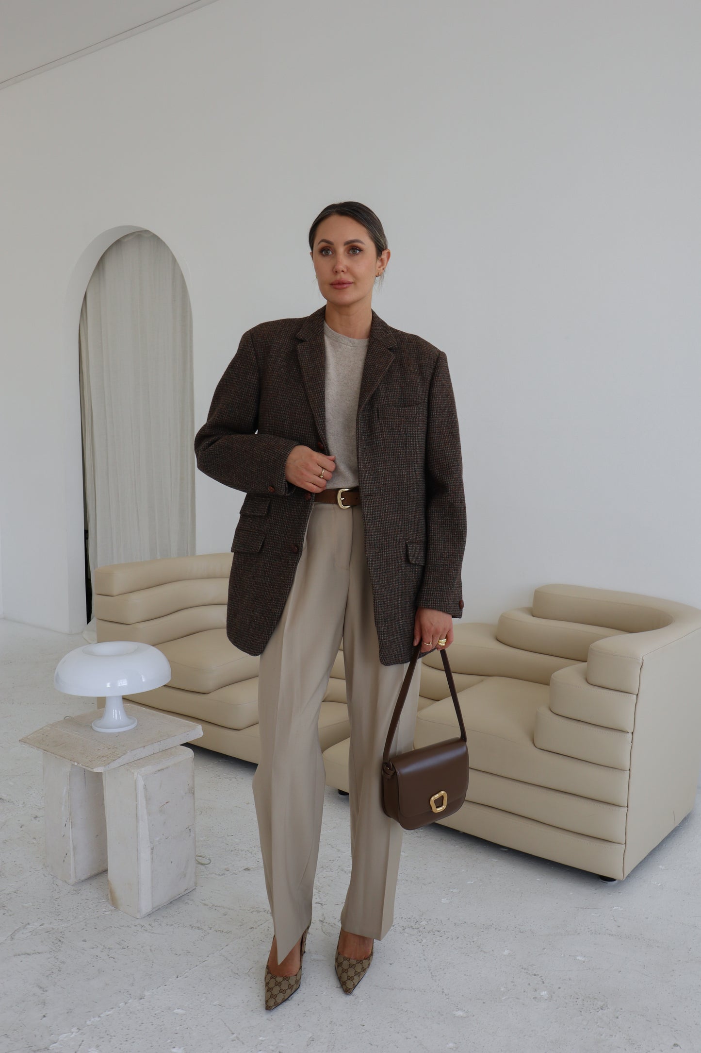 Vintage Brown Wool Oversized Blazer
