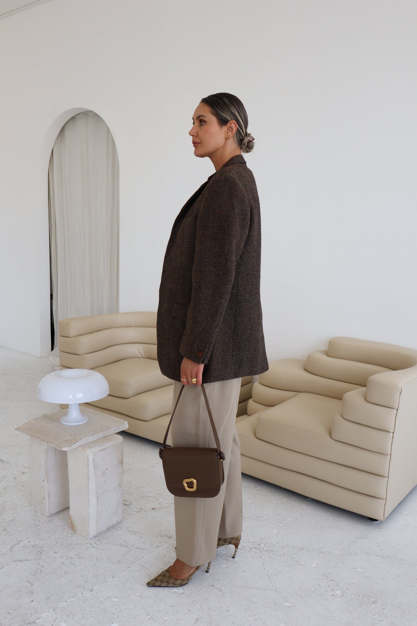Vintage Brown Wool Oversized Blazer