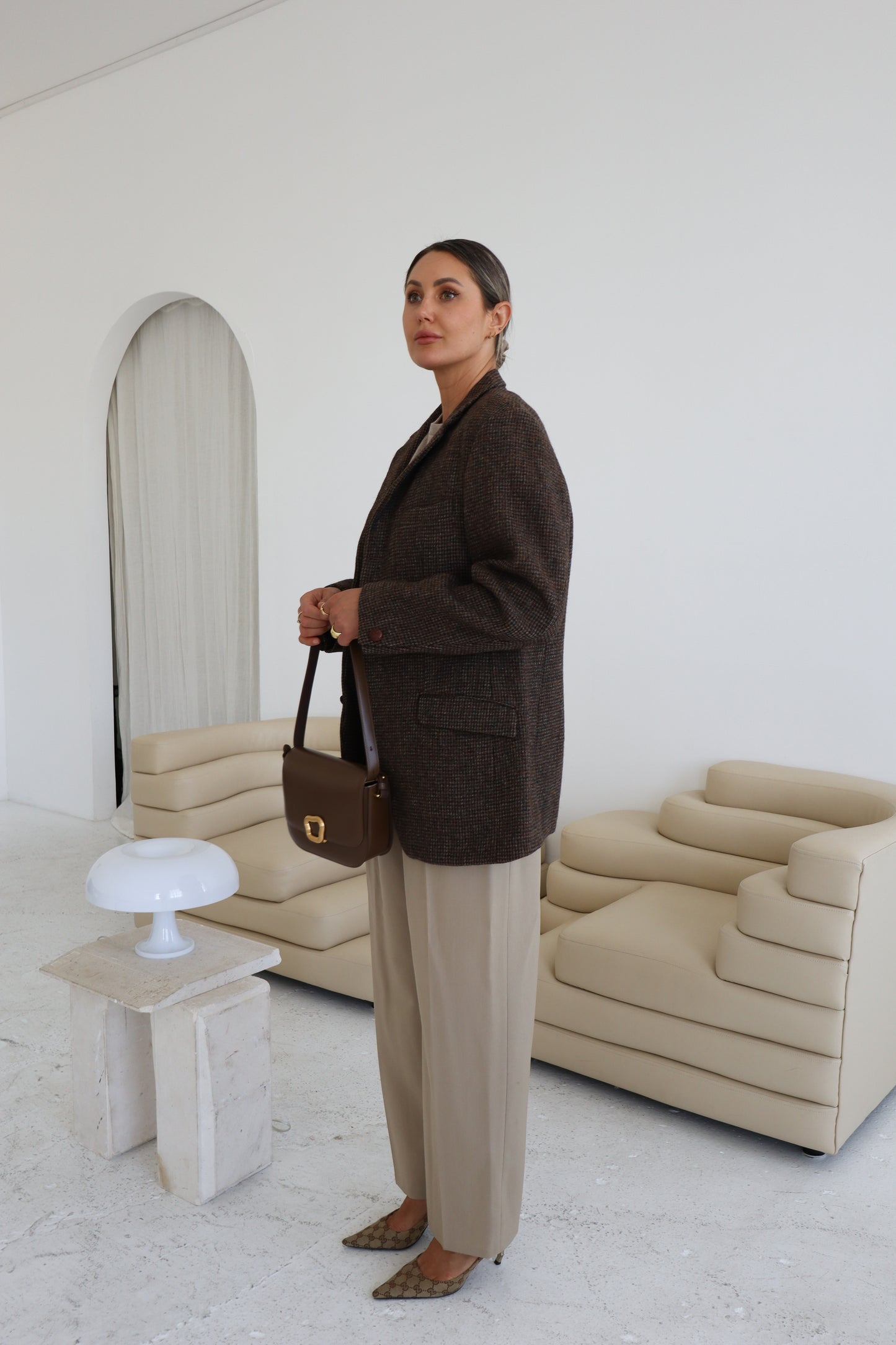 Vintage Brown Wool Oversized Blazer