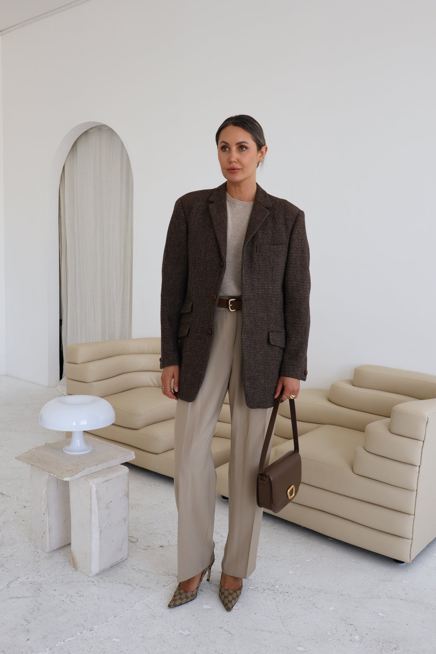 Vintage Brown Wool Oversized Blazer